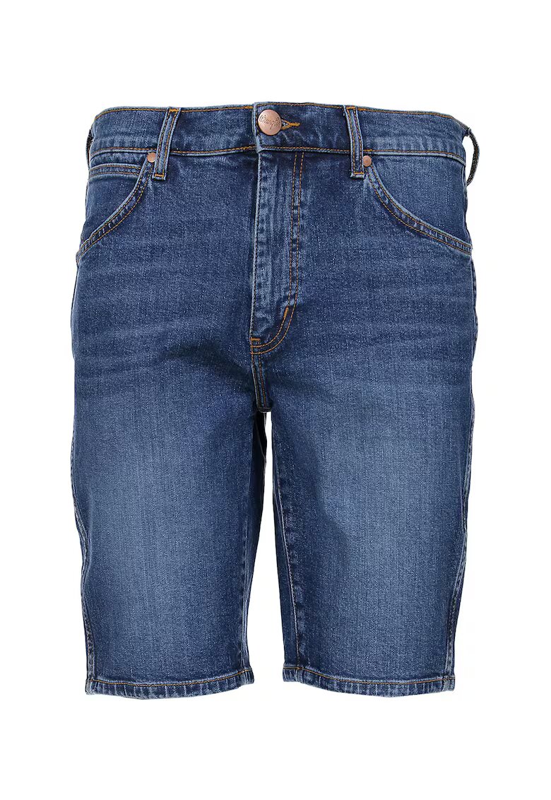 Wrangler Pantaloni scurti din denim cu aspect decolorat - Albastru inchis