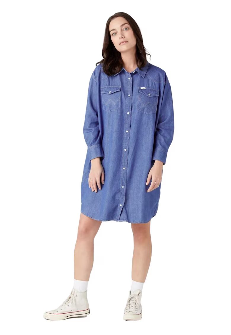 Wrangler Rochie - Bumbac - Albastru - Albastru