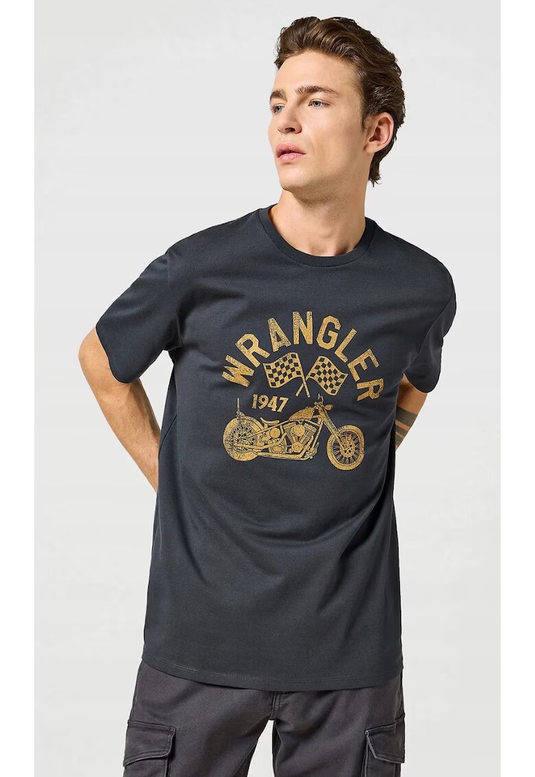 Wrangler Tricou barbati - Americana Tee - decolorat - negru - bumbac
