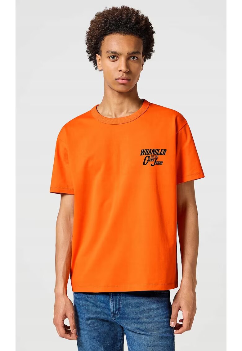 Wrangler Tricou barbati - Casey Jones Graphic Tee - portocaliu - bumbac - maneca scurta - croiala supradimensionata