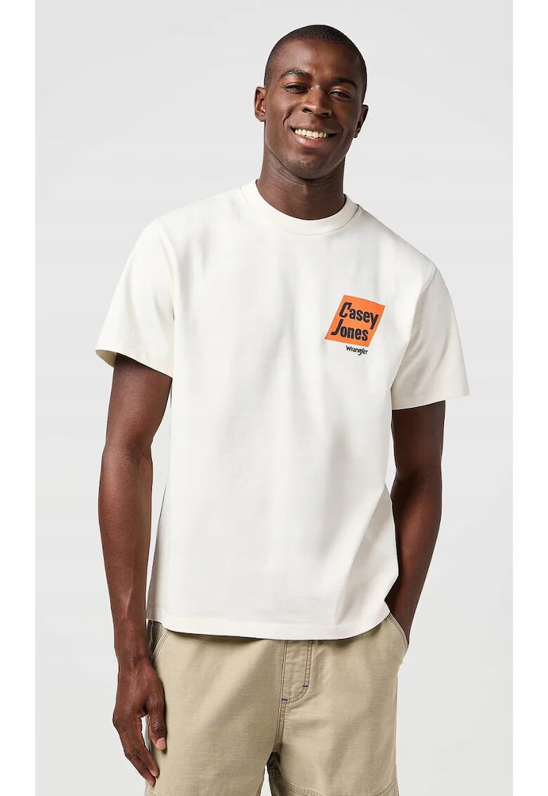 Wrangler Tricou barbati - CASEY JONES GRAPHIC TEE - supradimensionat - alb - bumbac