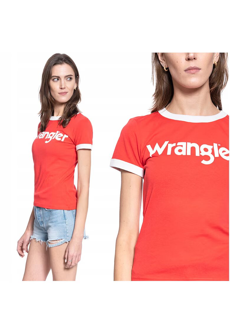 Wrangler Tricou Dama - Ss Ringer Tee - Rosu - Compozitie Material: 100% Bumbac - Croi: Regular Fit - Inchidere: Fara - 1 Bucata - Rosu