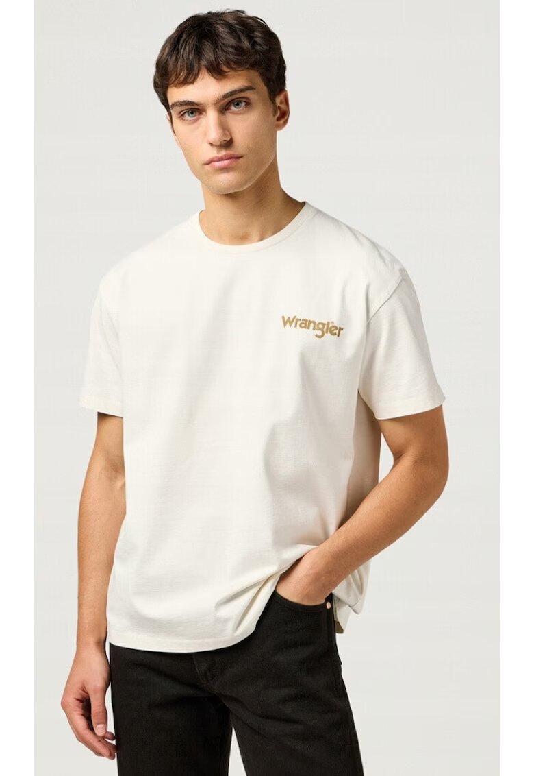 Wrangler Tricou de barbati - CASEY JONES GRAPHIC TEE - supradimensionat - alb - bumbac