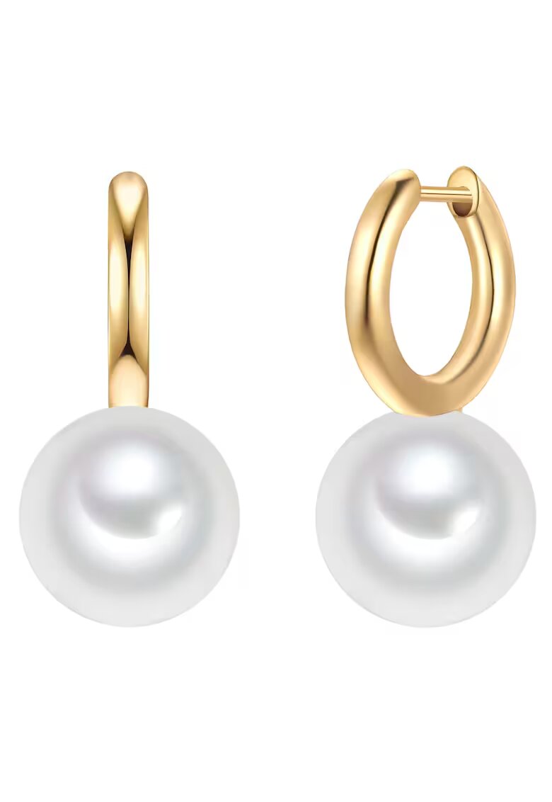 Yokoamii Cercei rotunzi placati cu aur de 14K decorati cu perle sintetice - Auriu