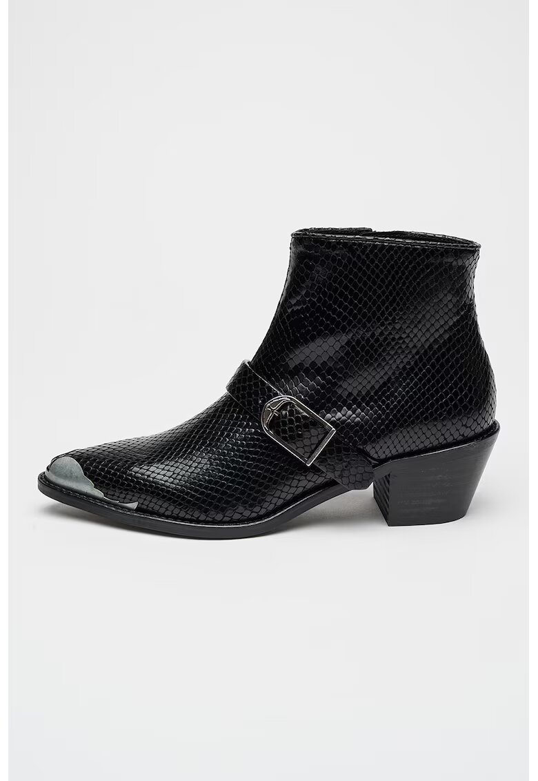 Zadig & Voltaire Botine de piele cu toc cubanez Tylow - Negru