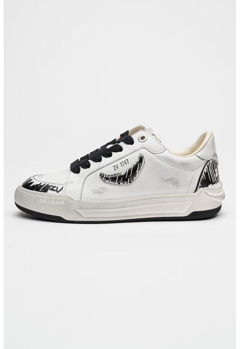 Zadig & Voltaire Pantofi sport din piele cu aspect uzat - Alb murdar
