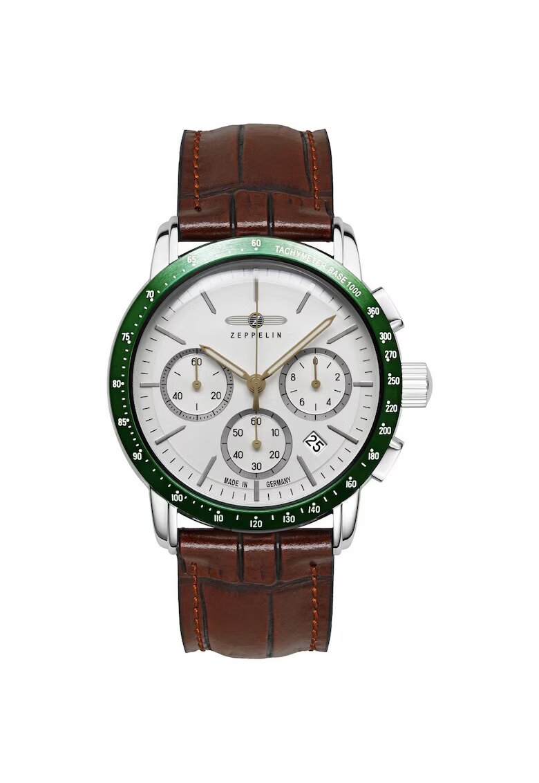 Zeppelin Ceas de Mana Barbatesc New York 8878-4 - Mecanism Quartz - Afisaj Analog - Cadran Alb - Carcasa Otel Inoxidabil Argintiu 42mm - Curea Eleganta Piele Maro - Rezistenta la Apa 5 ATM (50m) - Functie Super-LumiNova pentru vizibilitate nocturn