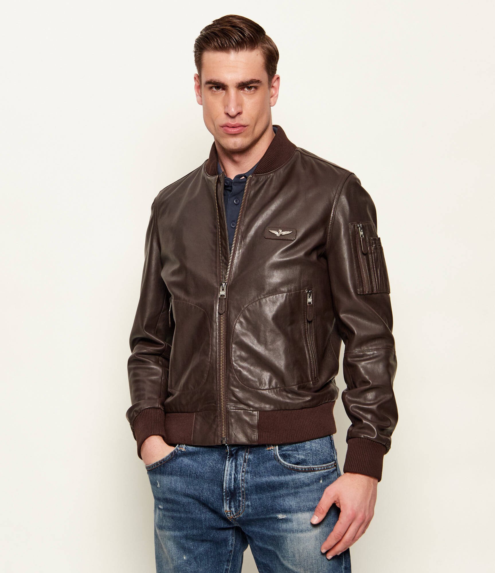 Aeronautica Militare Geacă de piele bomber | regular fit