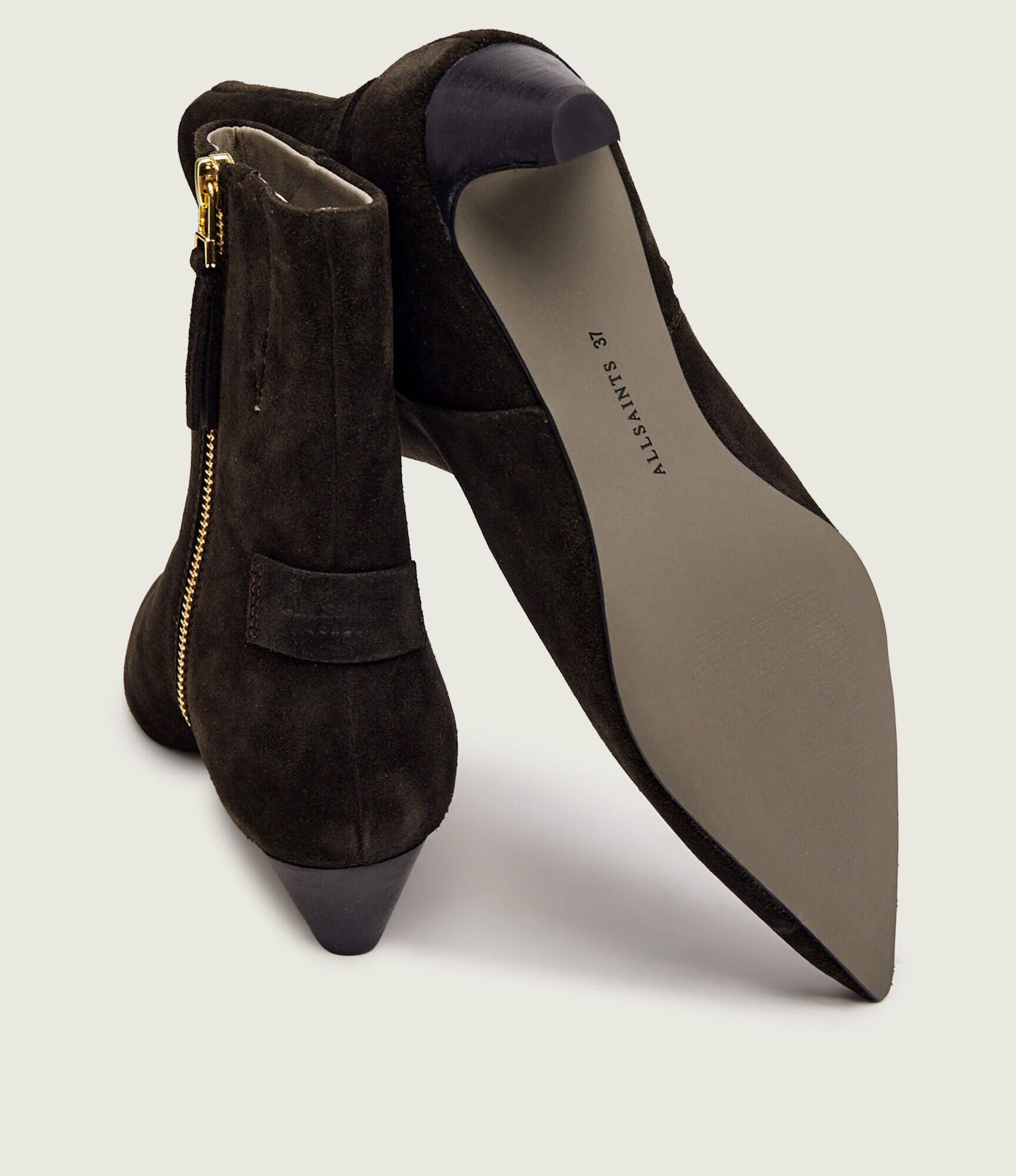 AllSaints Botine cu toc Piper | piele întoarsă