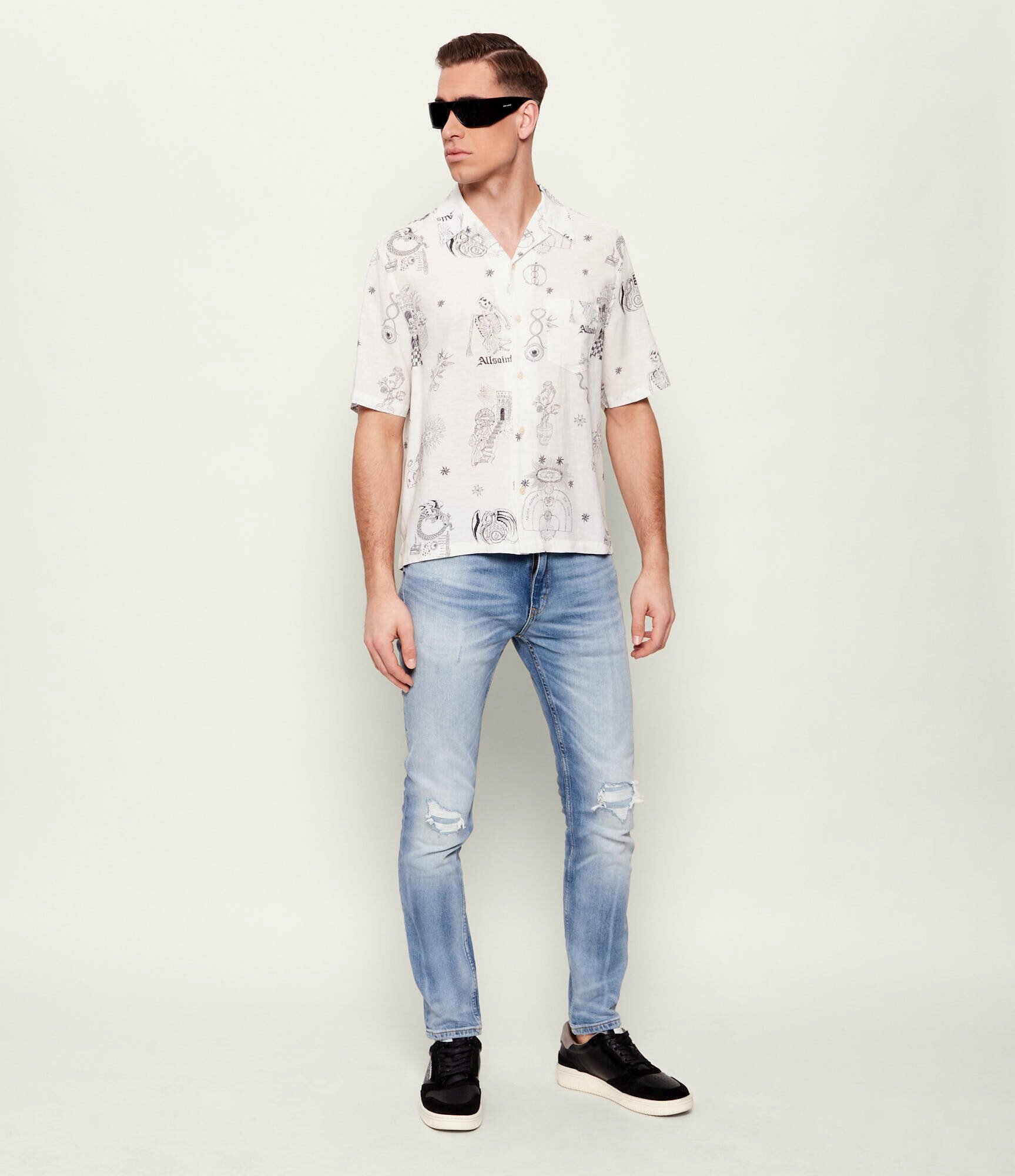 AllSaints Cămașă TERRA | Relaxed fit | cu adaos de in