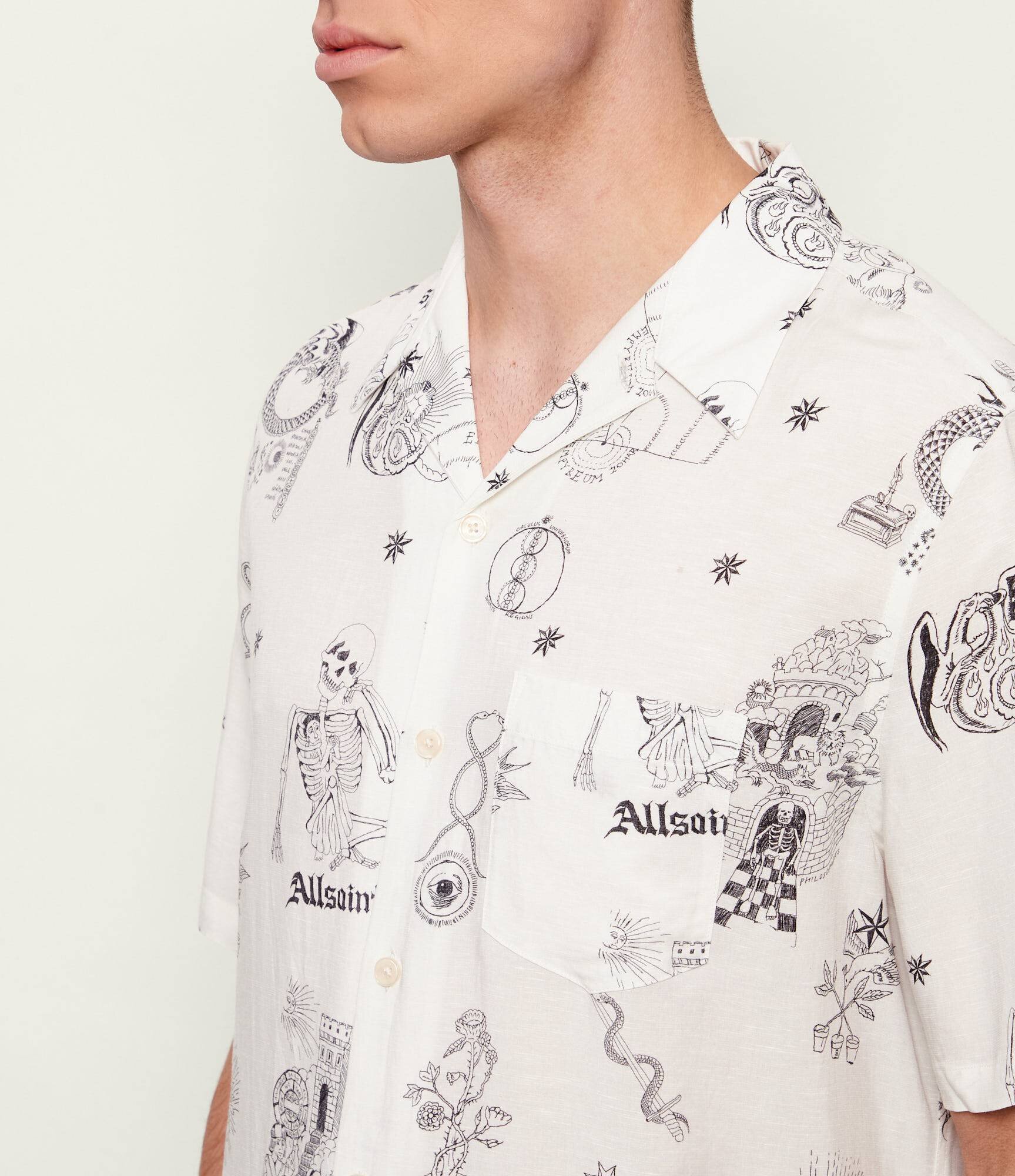 AllSaints Cămașă TERRA | Relaxed fit | cu adaos de in