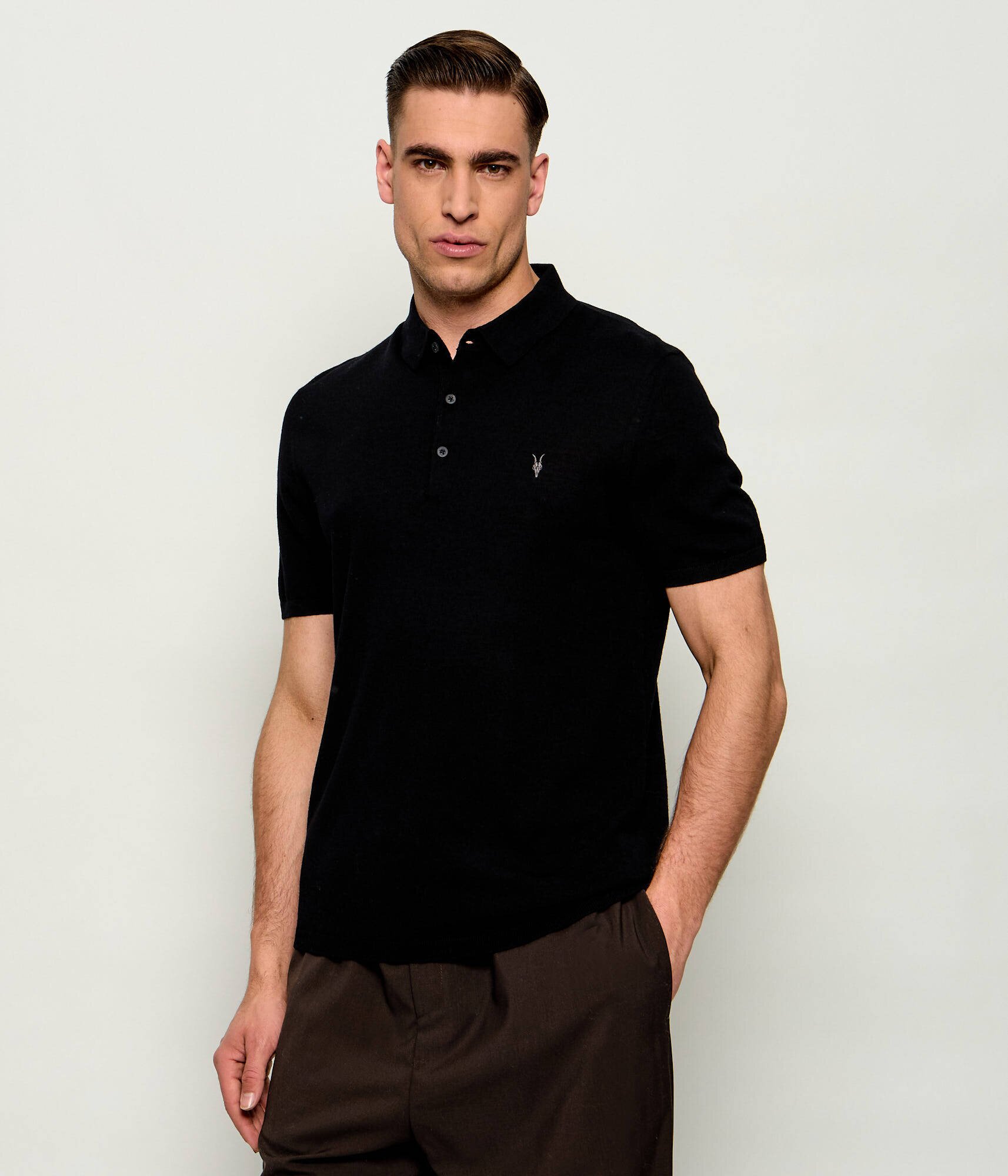 AllSaints De lână polo Ramskull | Slim Fit