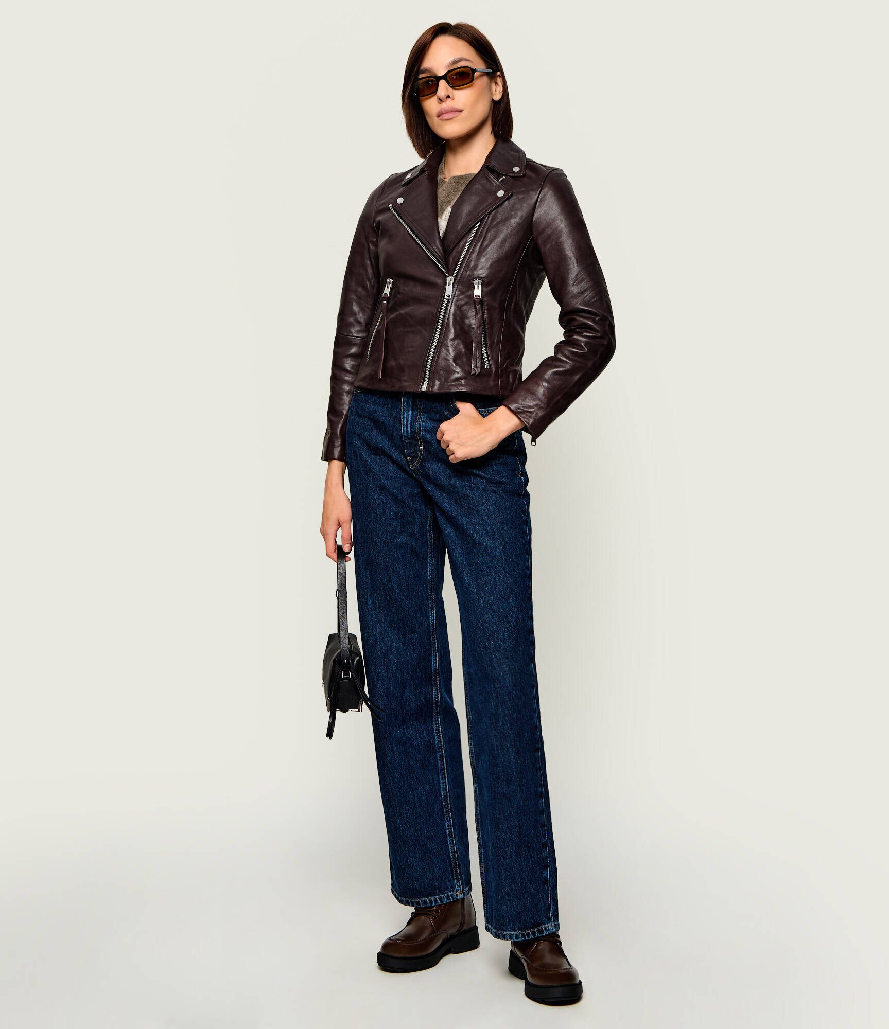 AllSaints Geacă de piele Dalby | Slim Fit