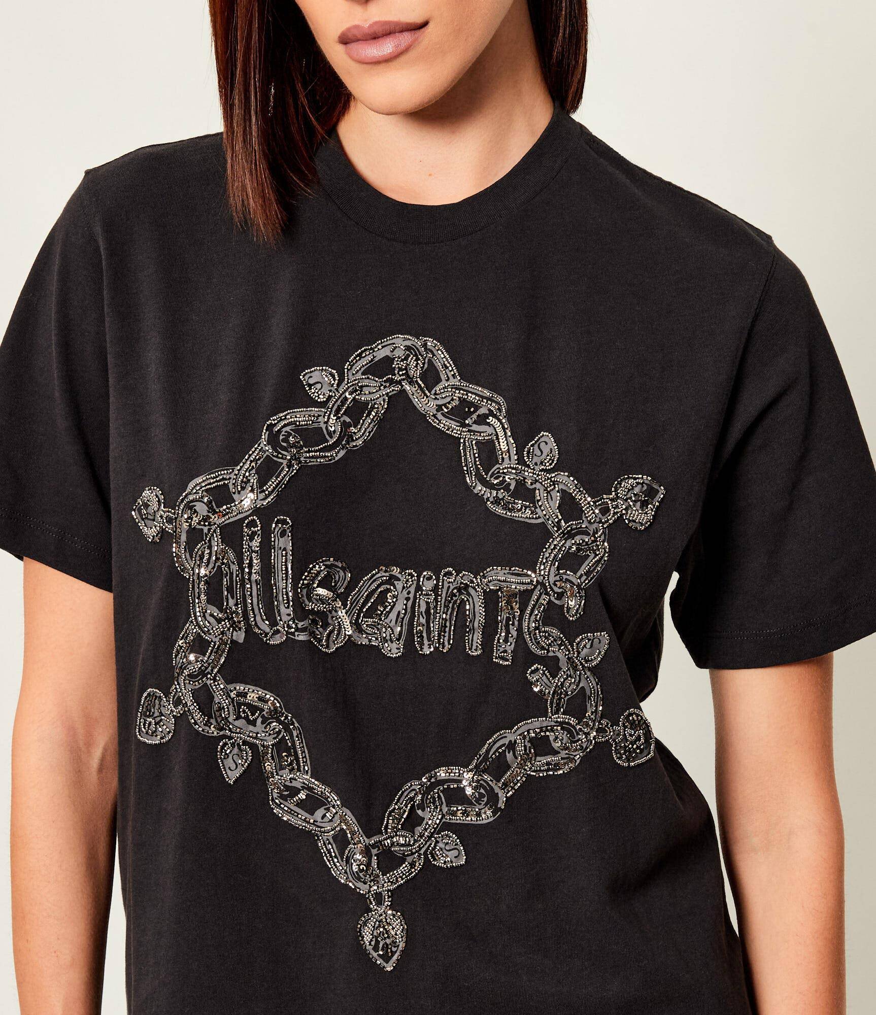 AllSaints Tricou Drip Embellished Boyfriend | Oversize fit