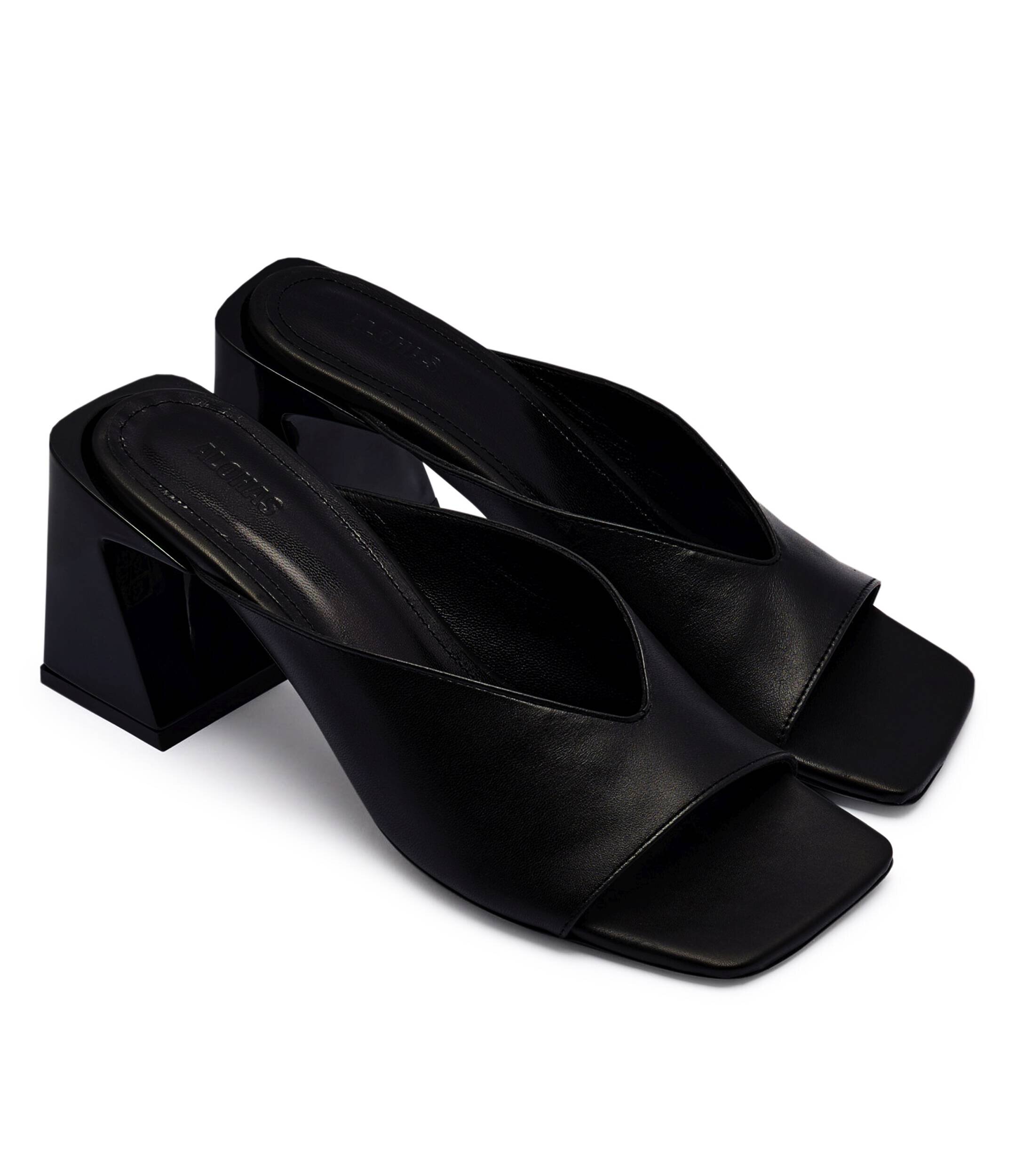 Alohas De piele șlapi cu toc gros