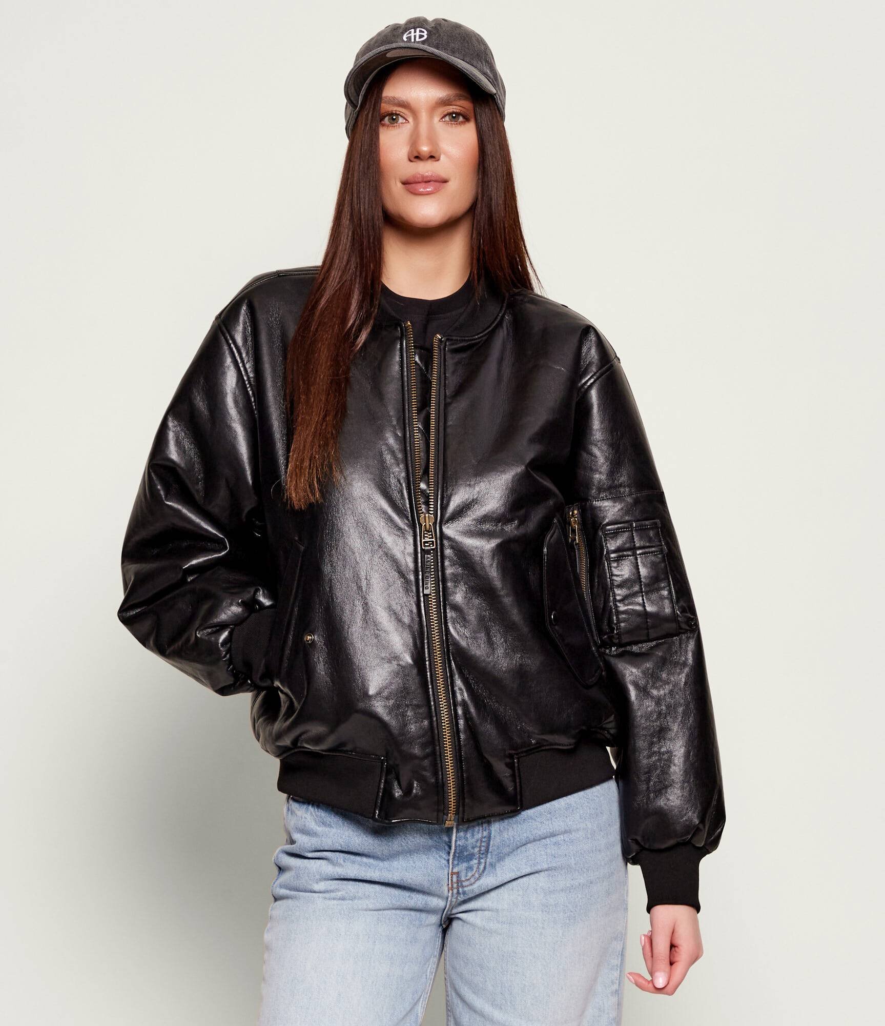 Anine Bing Geacă bomber LEON | Oversize fit cu adaos de piele