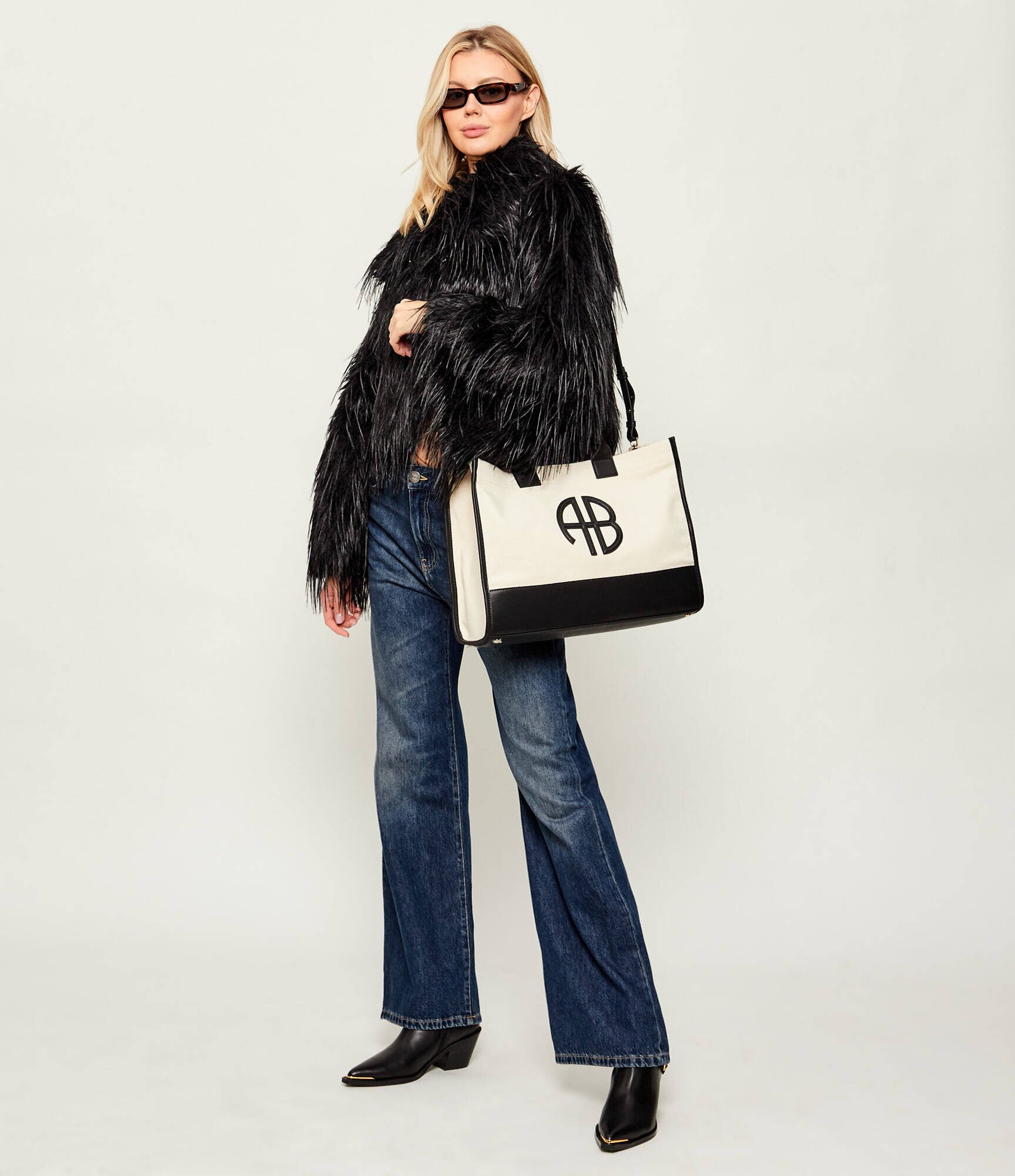 Anine Bing Geantă shopper MEDIUM LARA cu adaos de piele