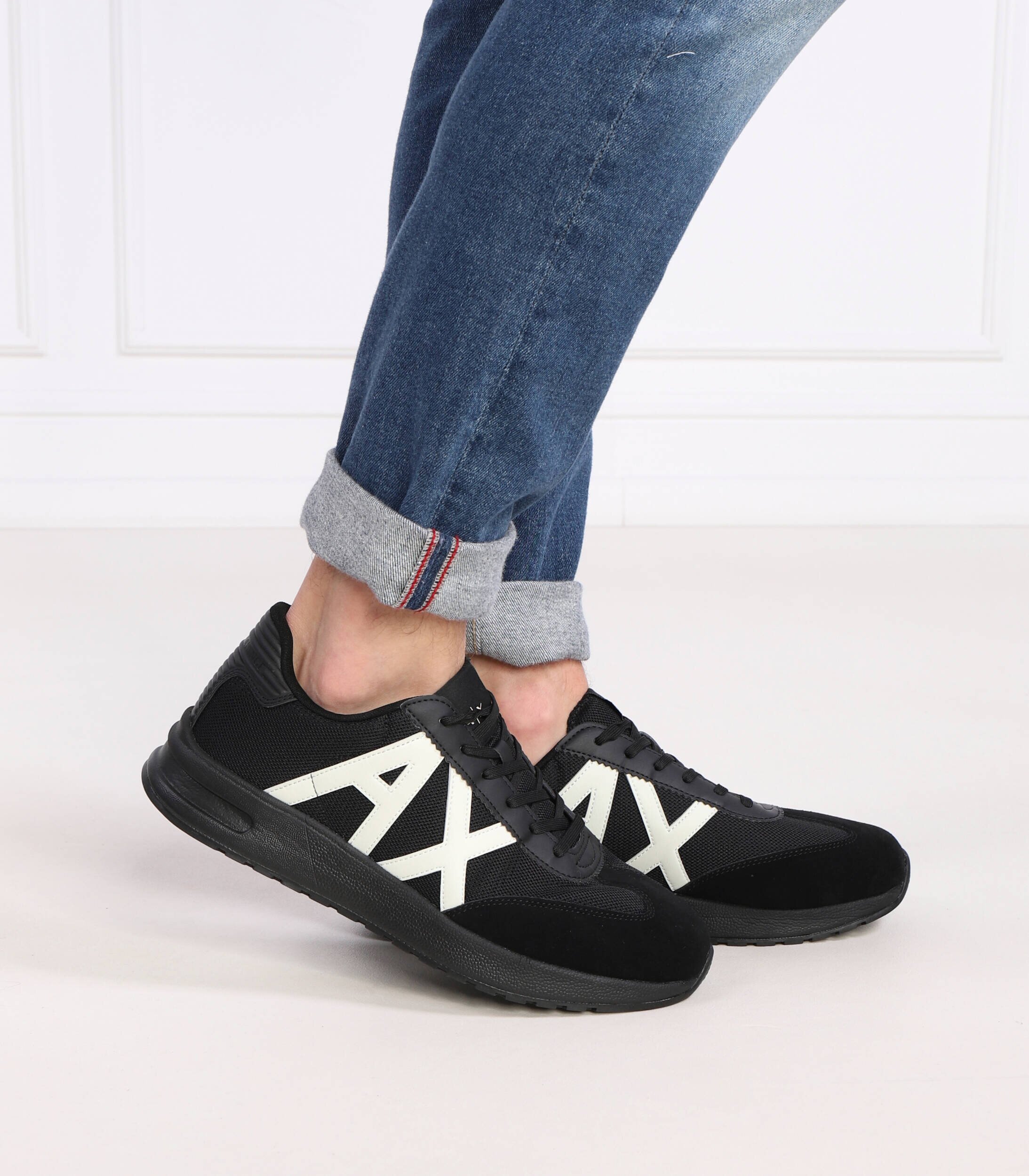 Armani Exchange Sneakers cu adaos de piele