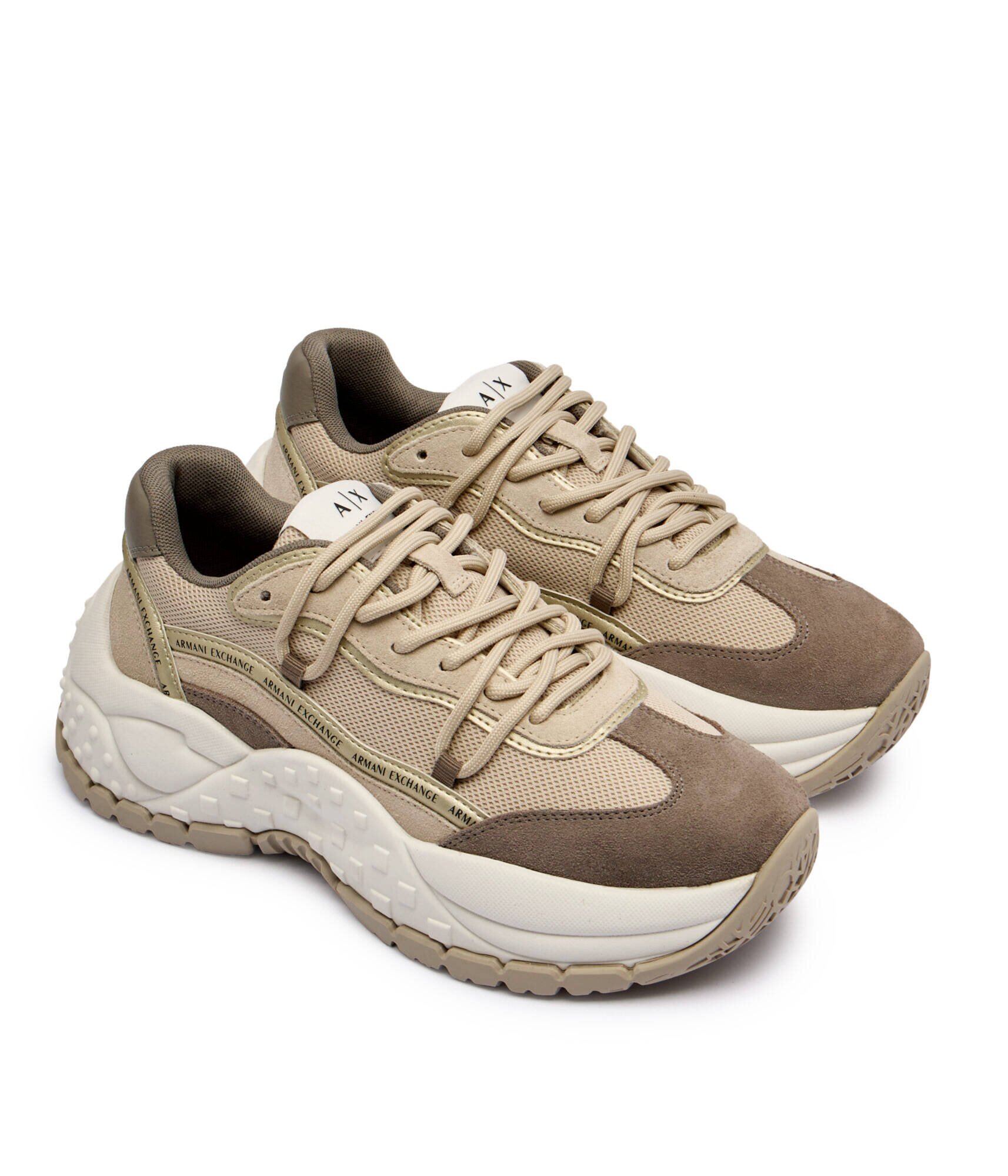 Armani Exchange Sneakers cu adaos de piele
