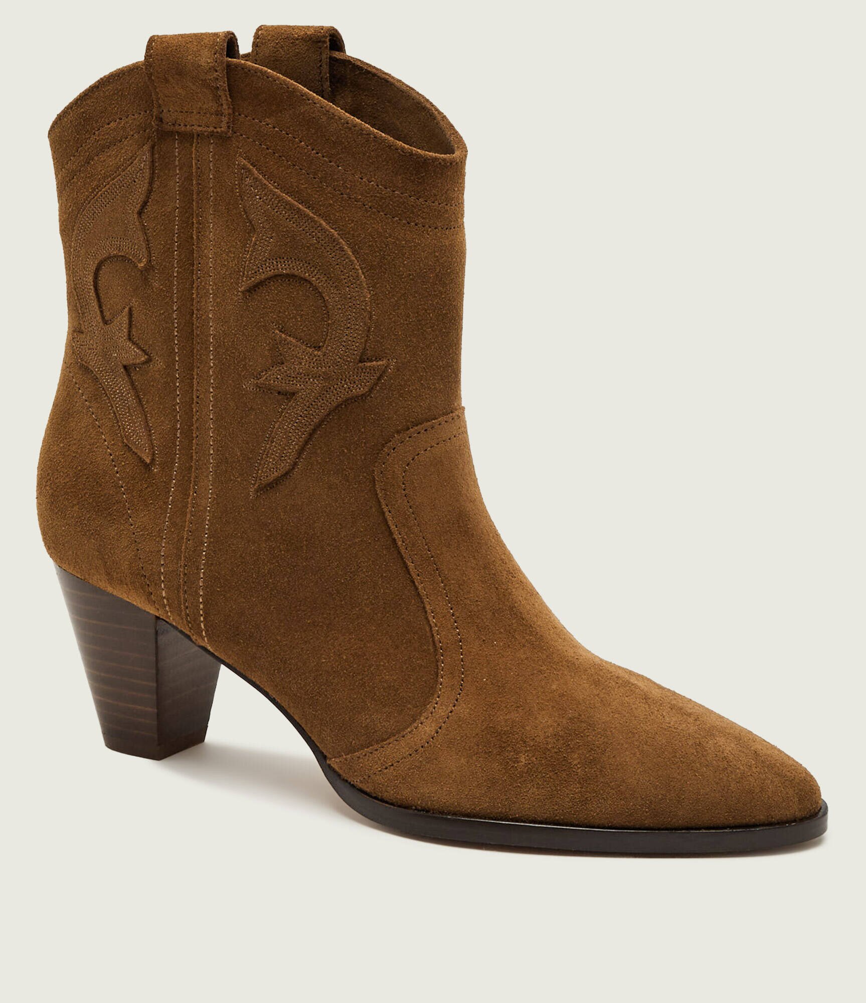 BA&SH Botine cu toc New Casey | piele întoarsă