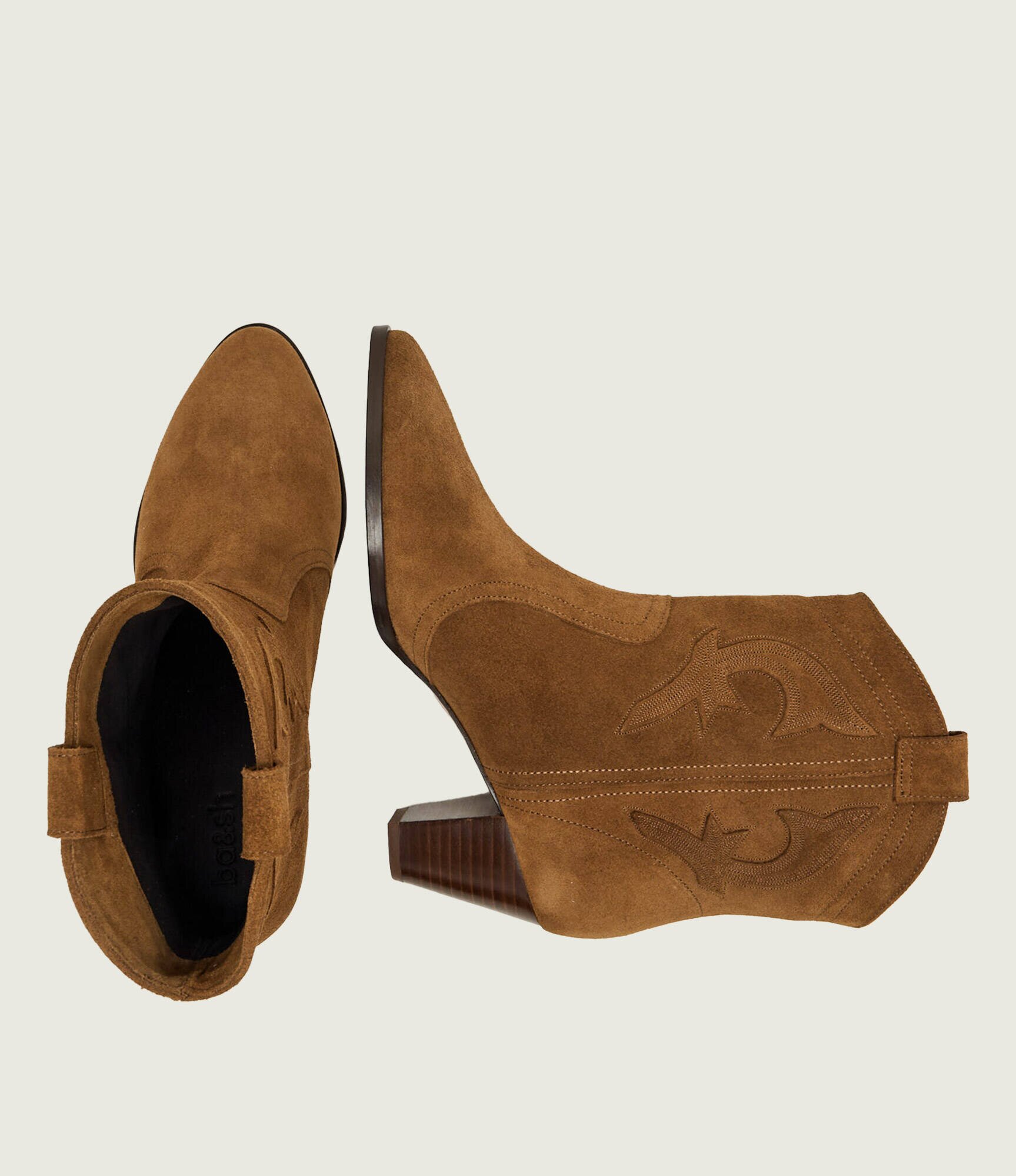 BA&SH Botine cu toc New Casey | piele întoarsă
