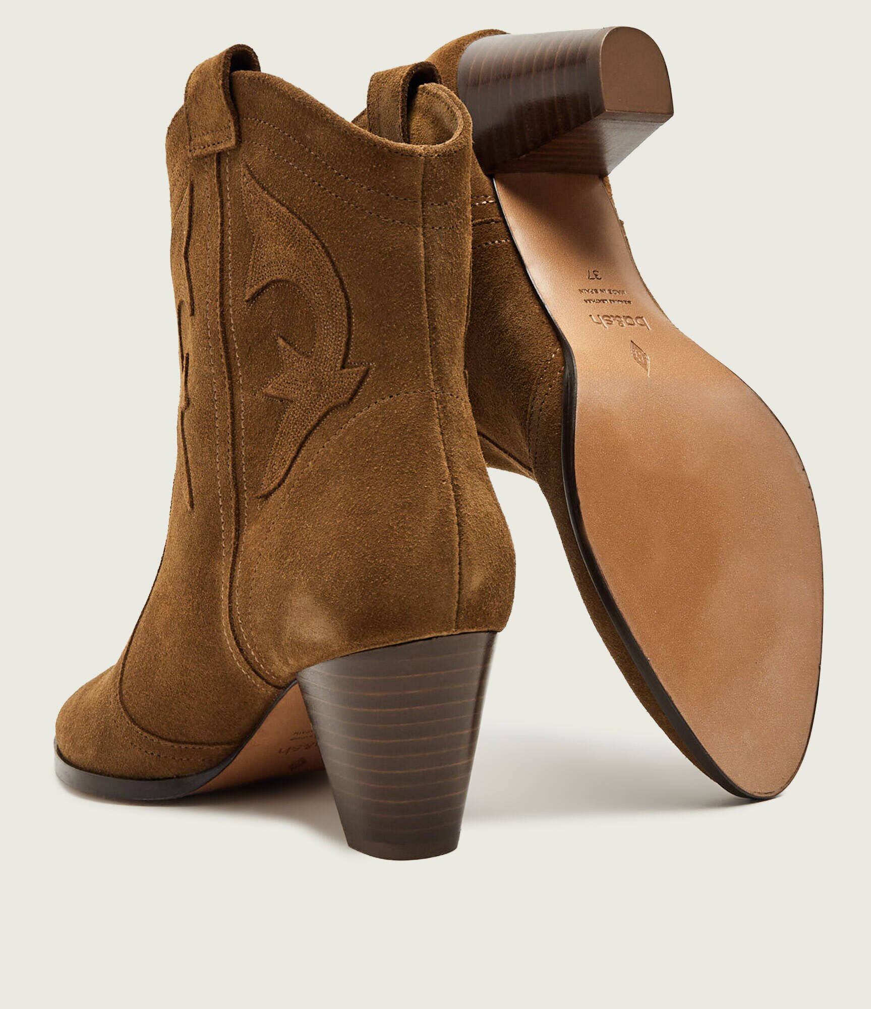 BA&SH Botine cu toc New Casey | piele întoarsă