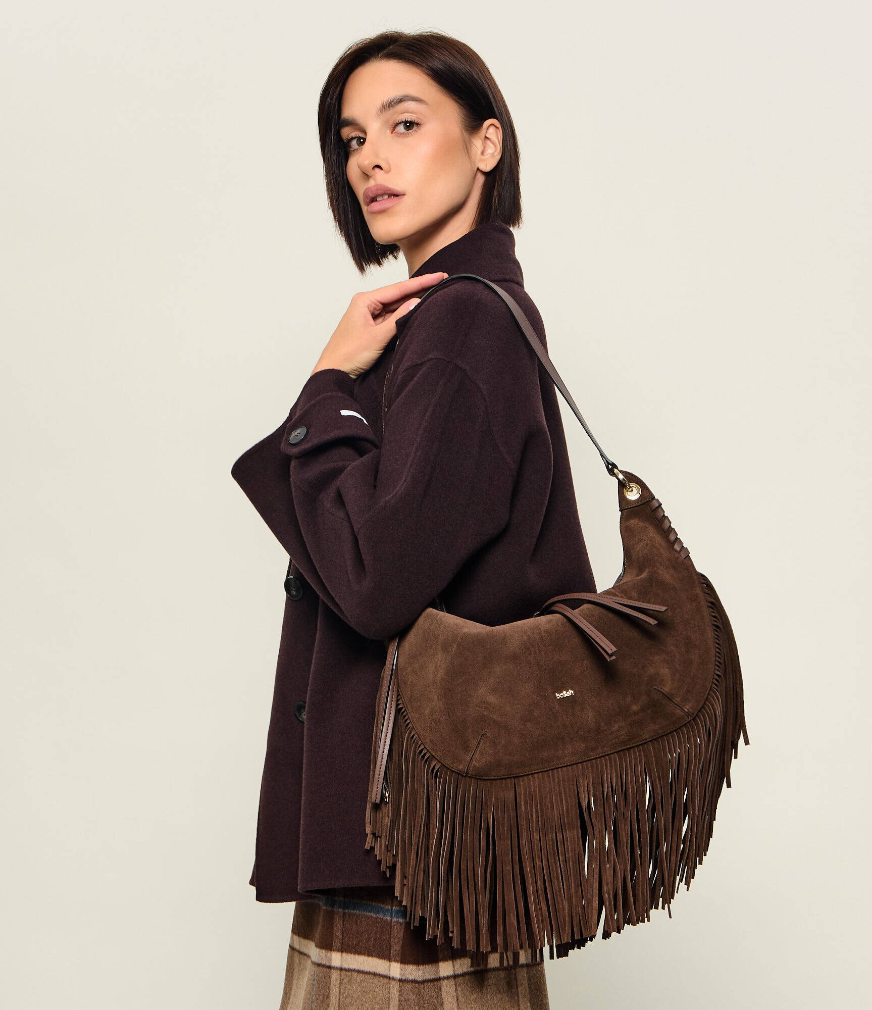 BA&SH Hobo Franges | piele întoarsă