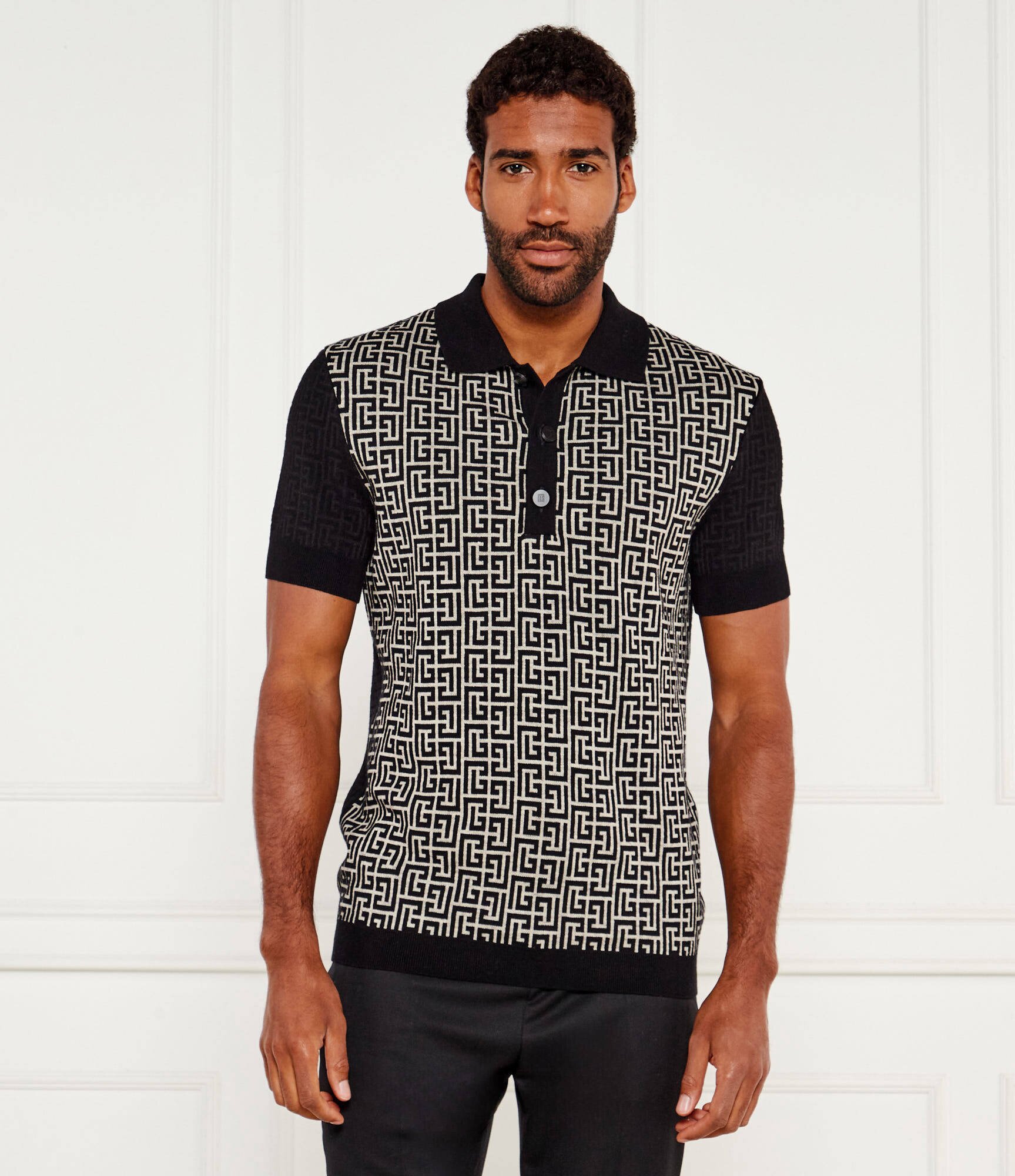 Balmain De lână polo | Slim Fit | cu adaos de in