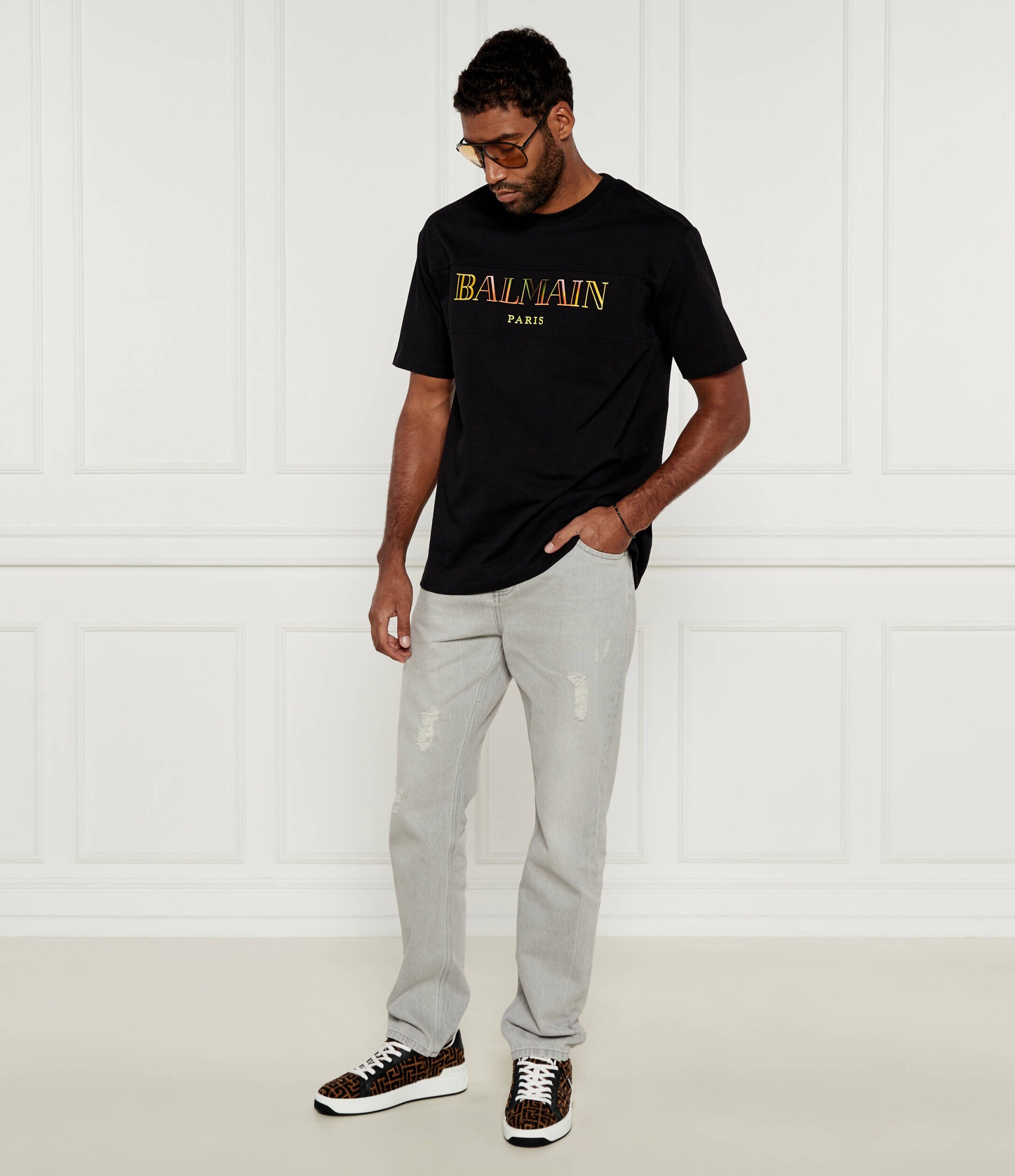Balmain Sneakers B-COURT cu adaos de piele