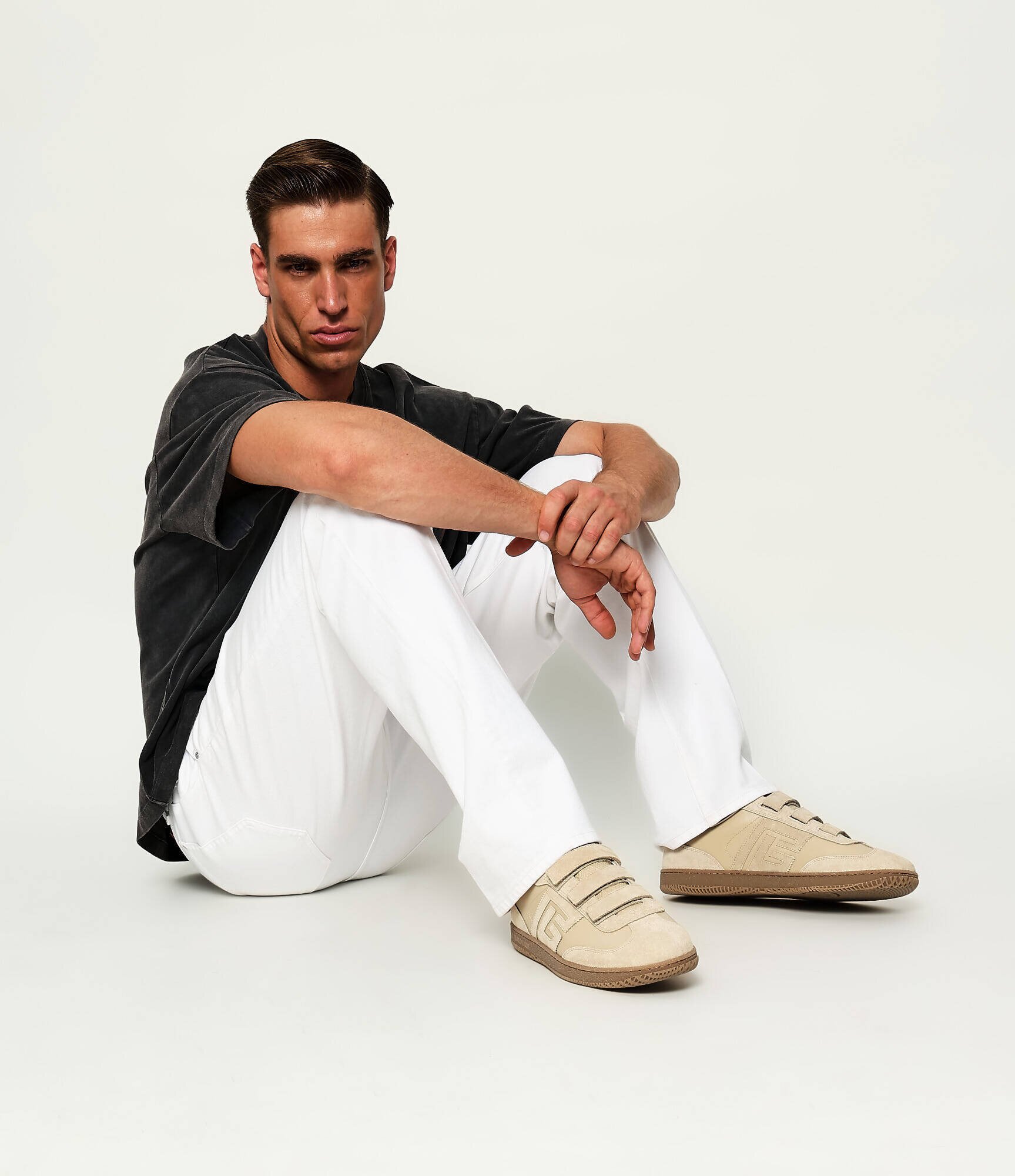 Balmain Teniși din piele Swan | piele întoarsă