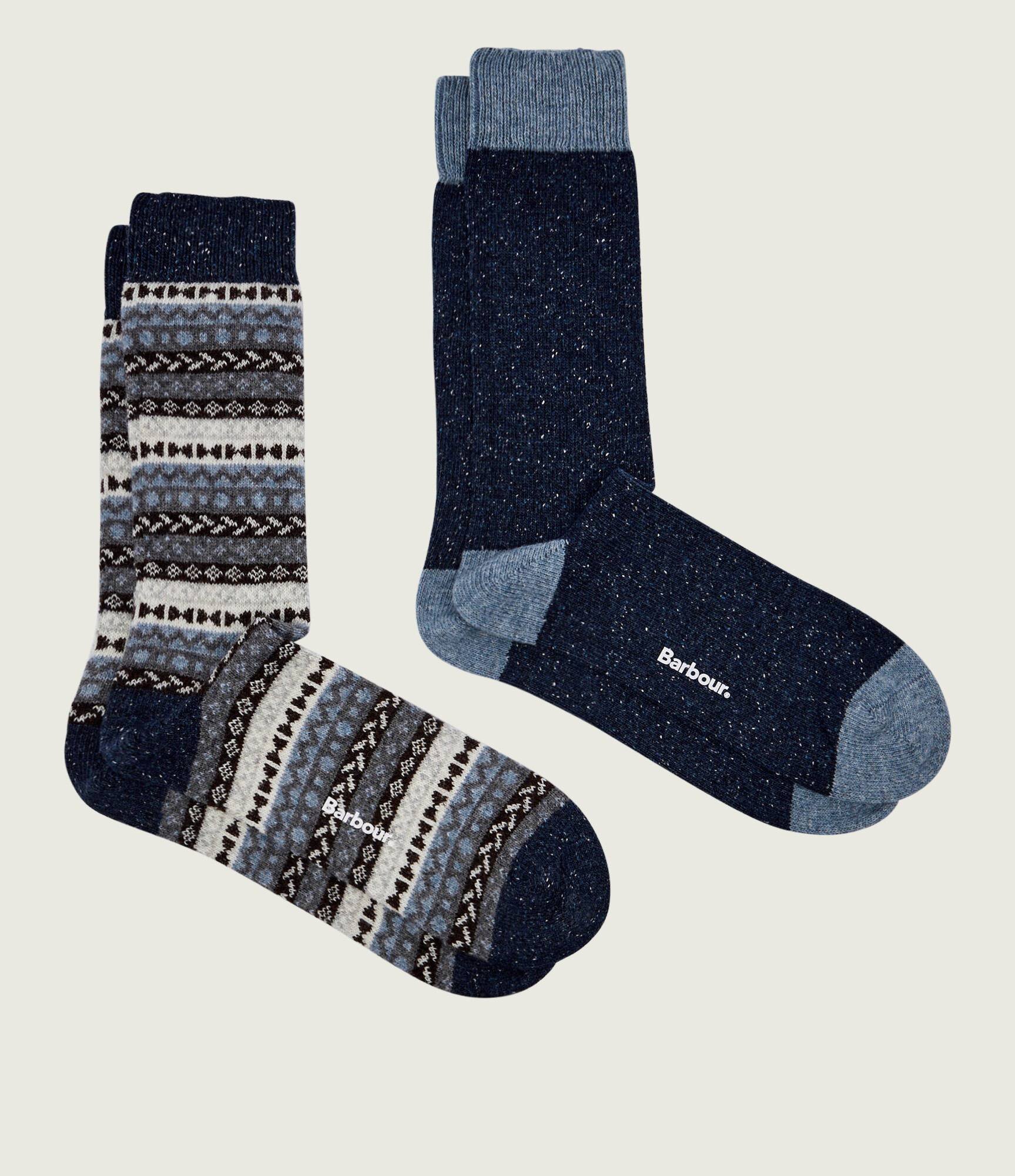 Barbour De lână șosete 2-pack Fair Isle cu adaos de mătase