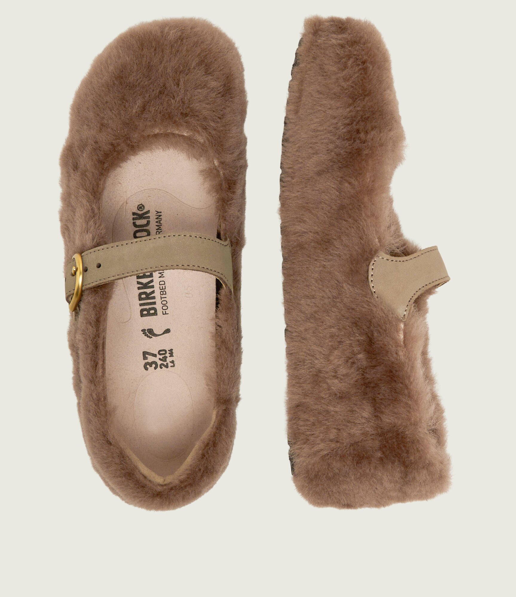Birkenstock Balerini Santa Clarita Mary Jane| shearling| narrow fit cu adaos de piele