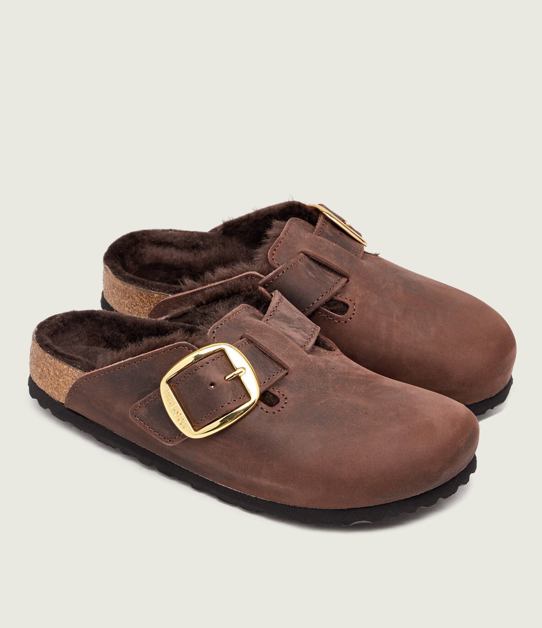 Birkenstock De piele căptușite mules (încălțăminte) Boston Big Buckle | shearling | narrow fit