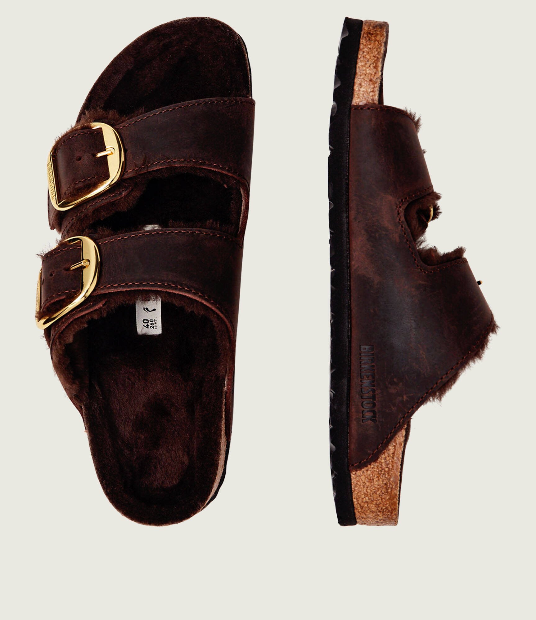 Birkenstock De piele șlapi Arizona Big Buckle | shearling cu adaos de lână