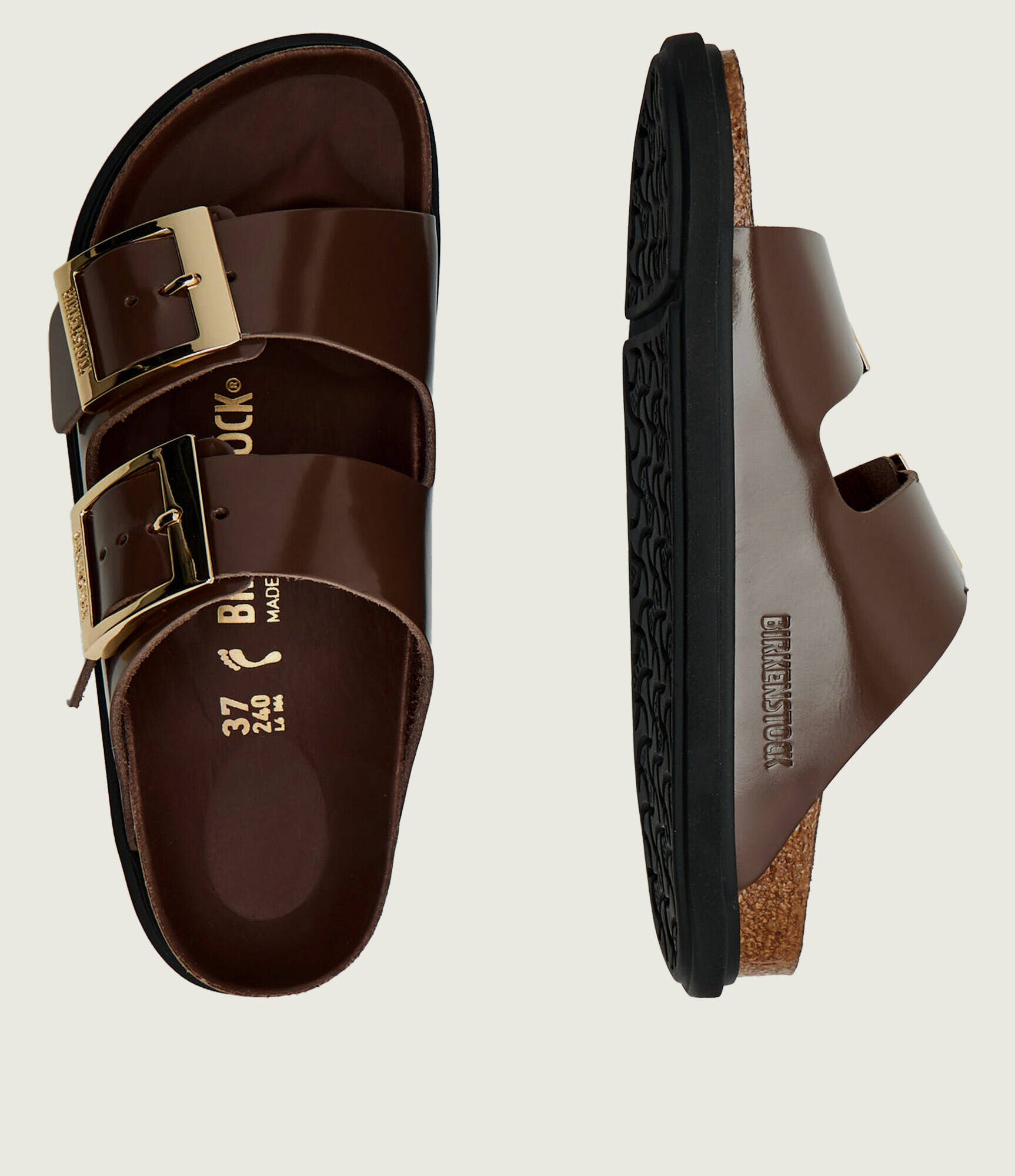 Birkenstock De piele șlapi Arizona Droplet Buckle Cupsole | narrow fit