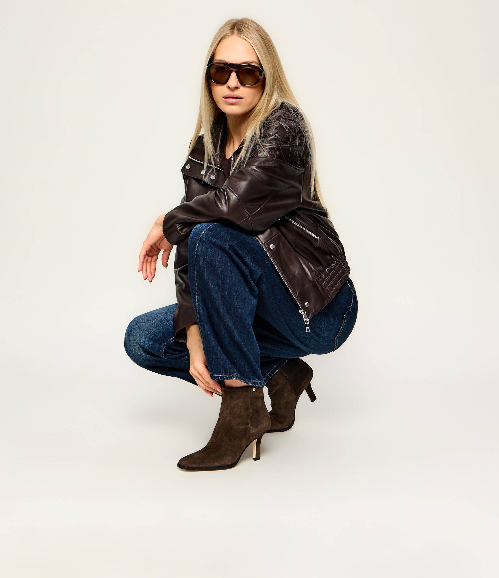 BOSS BLACK Botine cu toc subțire Anyah_Bootie80_SD | piele întoarsă