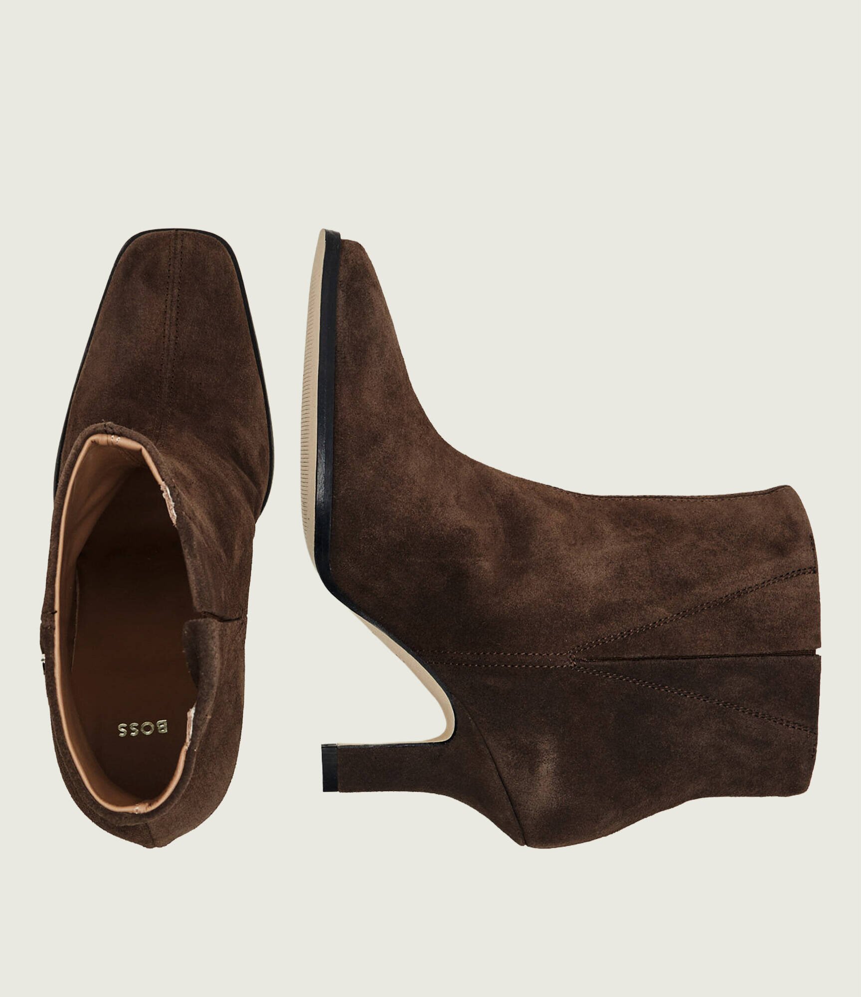 BOSS BLACK Botine cu toc subțire Anyah_Bootie80_SD | piele întoarsă