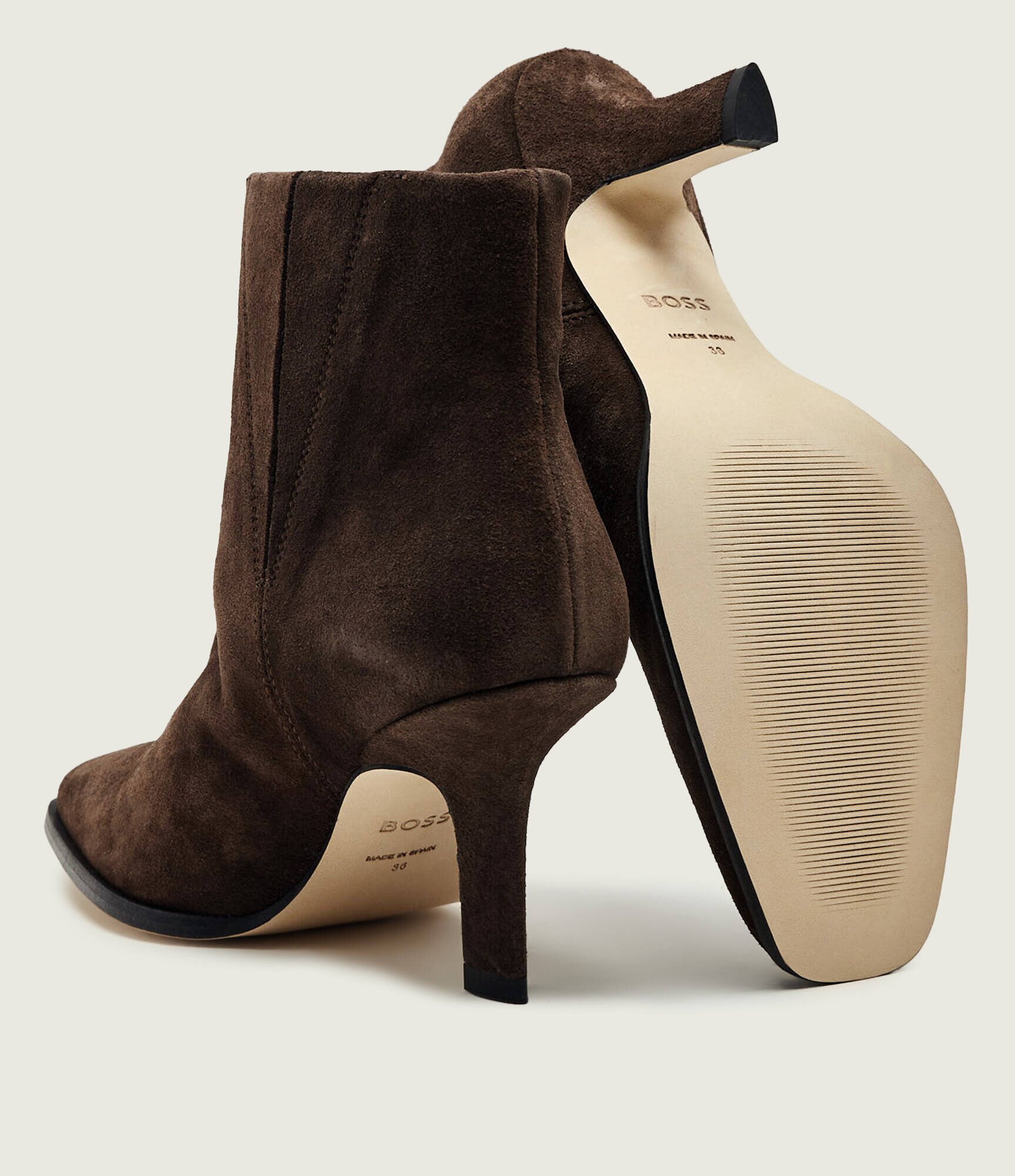 BOSS BLACK Botine cu toc subțire Anyah_Bootie80_SD | piele întoarsă