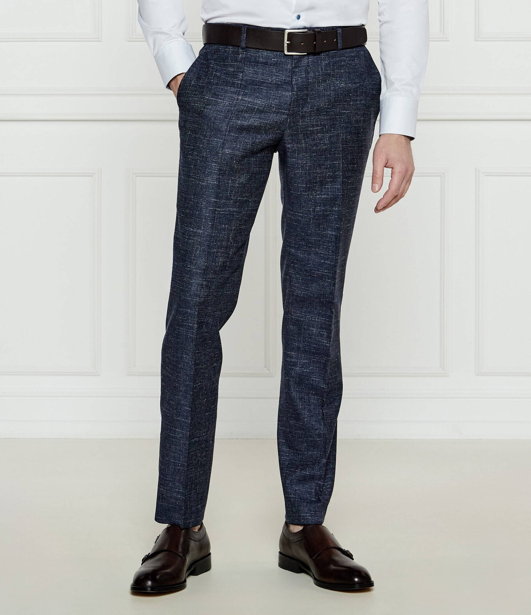 BOSS BLACK De lână pantaloni H-Genius-251 | Slim Fit | cu adaos de in