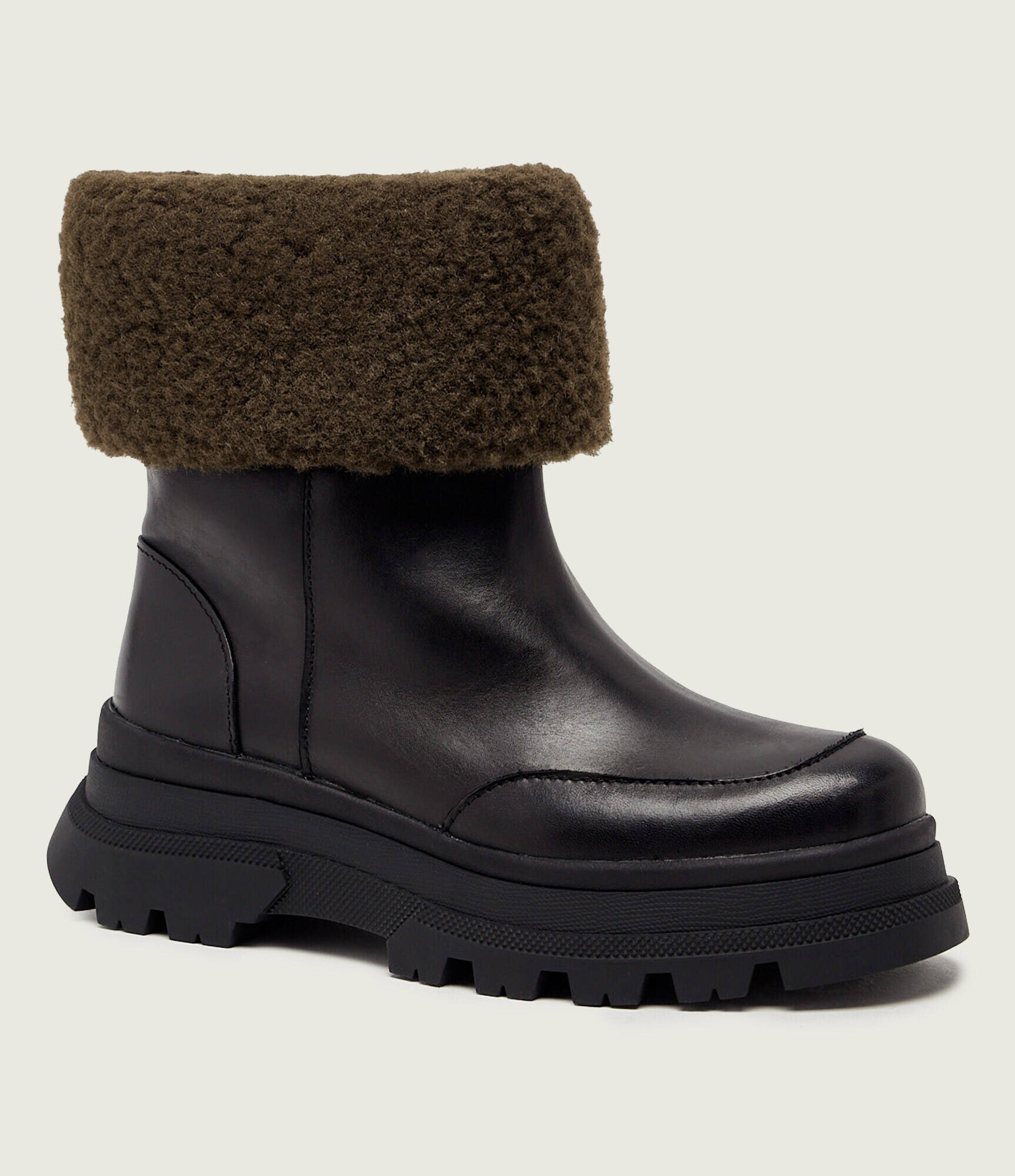 BOSS BLACK De piele botine Foster | shearling