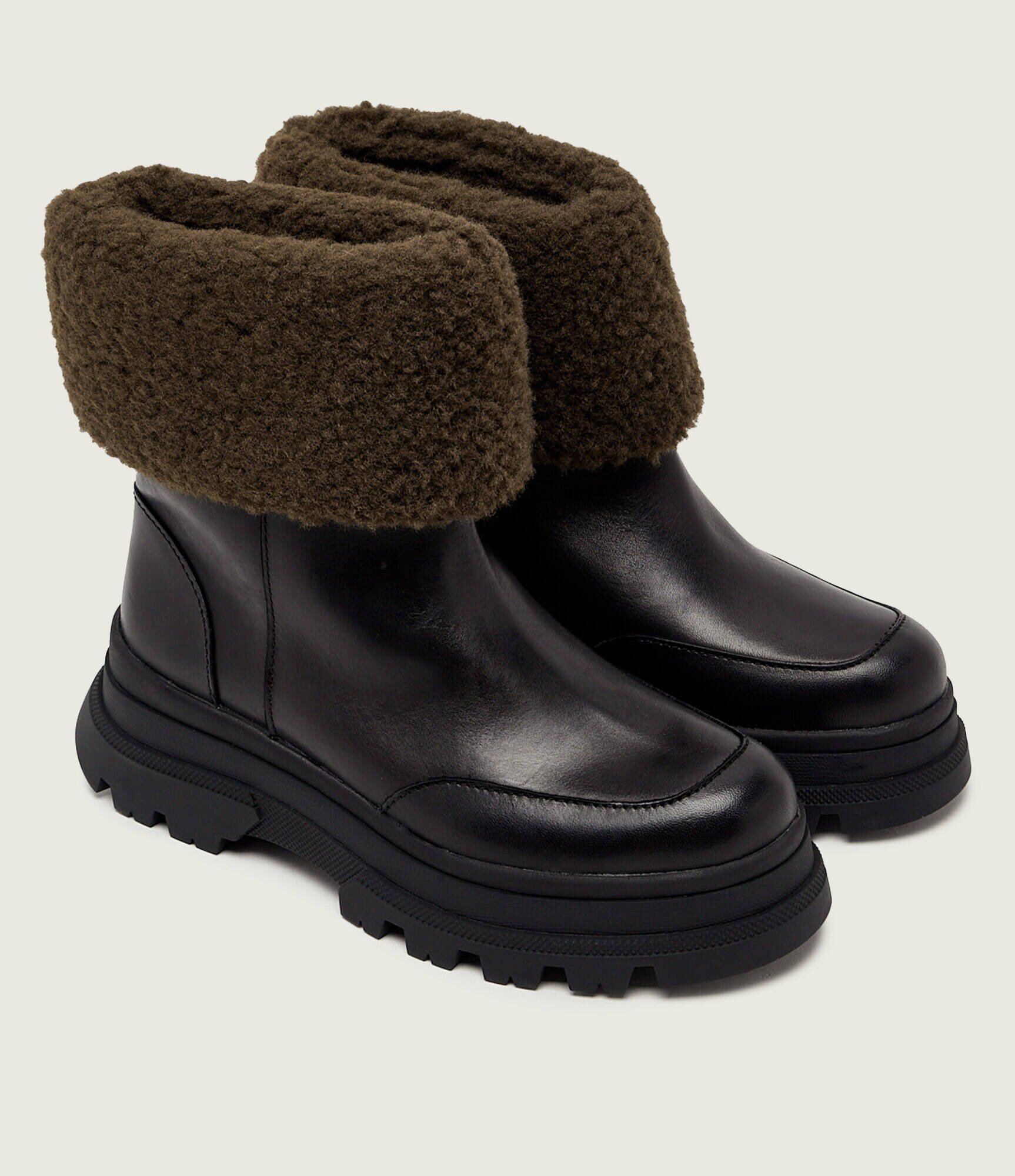 BOSS BLACK De piele botine Foster | shearling