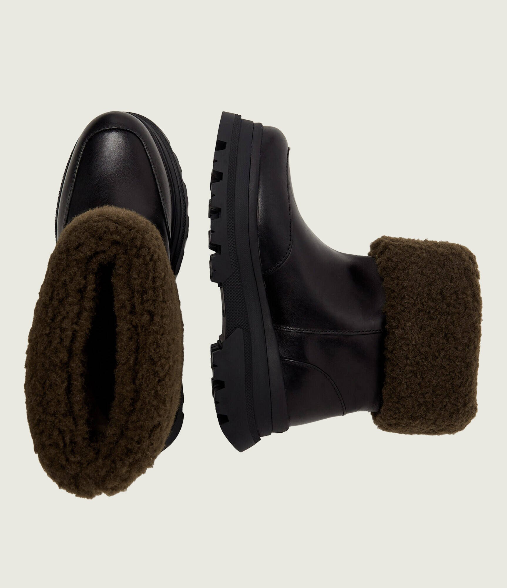 BOSS BLACK De piele botine Foster | shearling