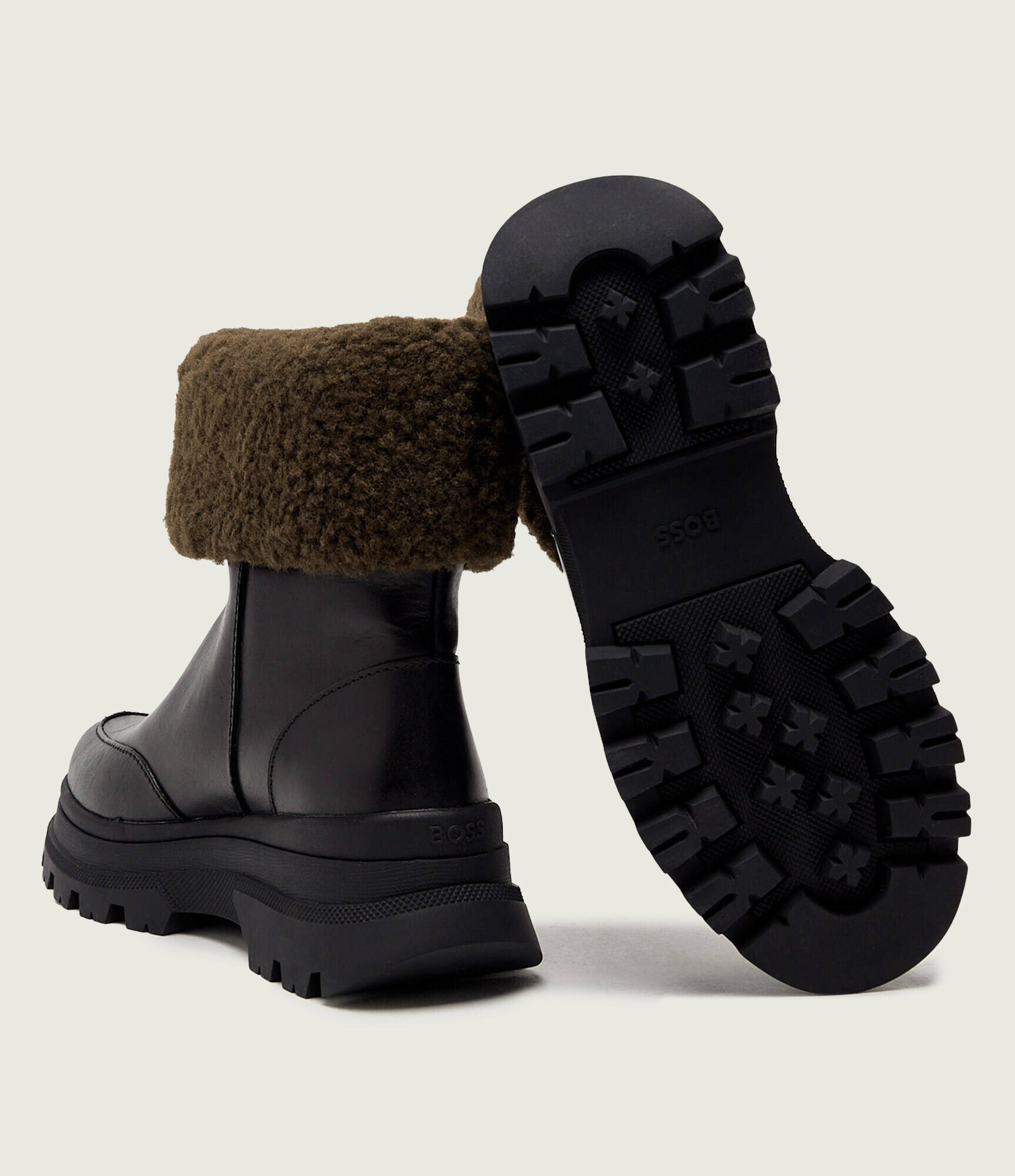 BOSS BLACK De piele botine Foster | shearling