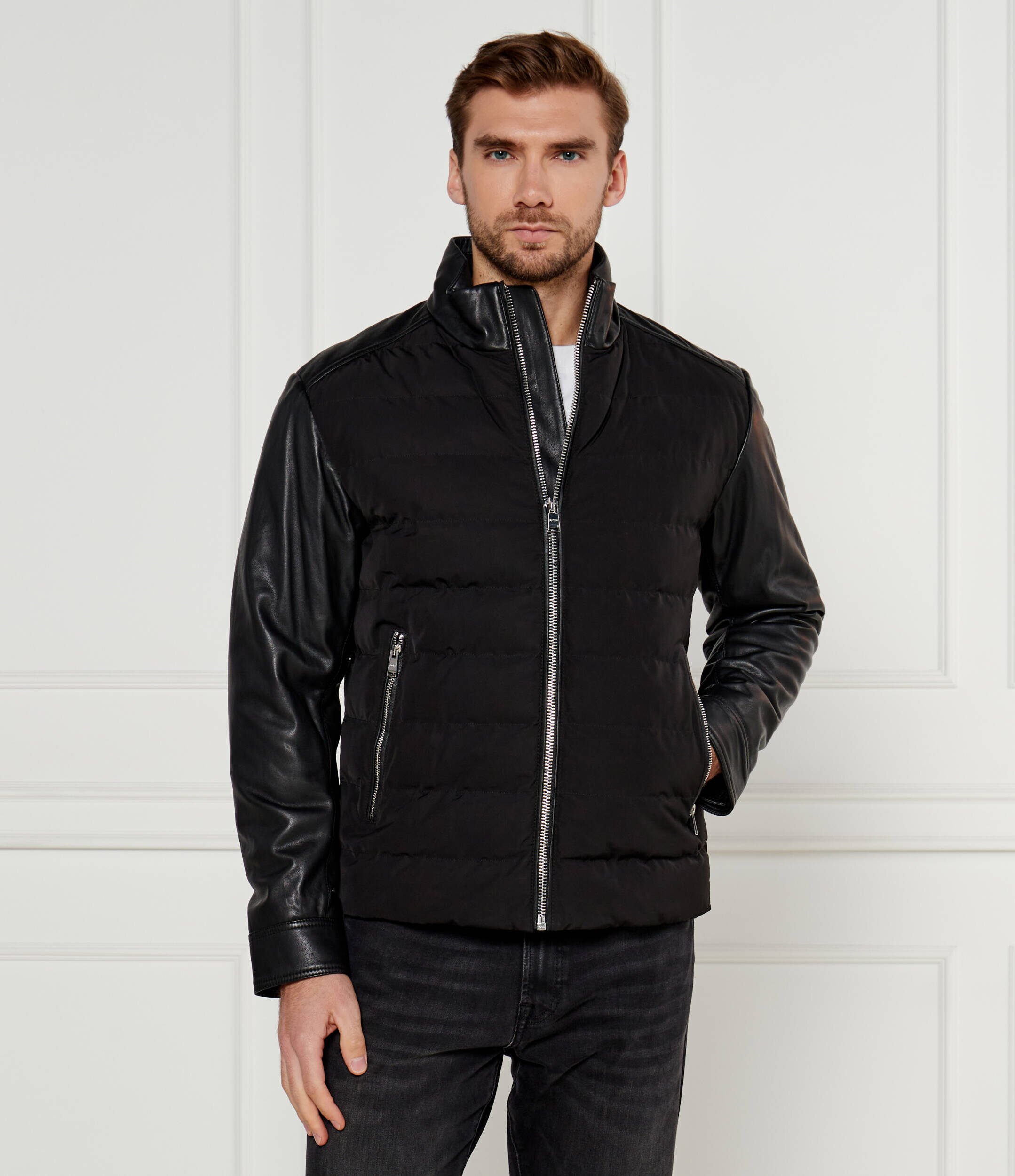 BOSS BLACK De piele geacă C-Mersino | Regular Fit cu adaos de lână