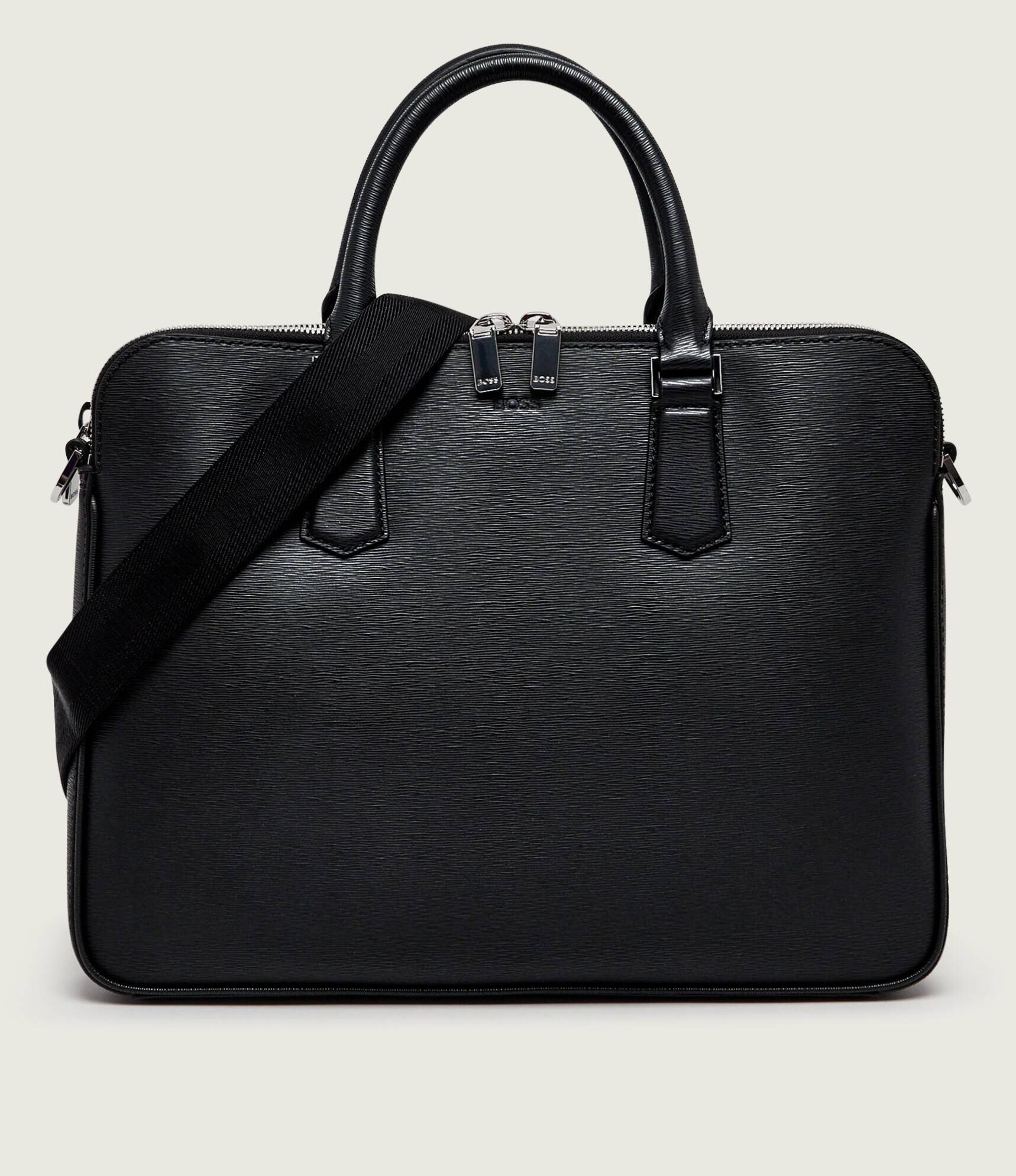 BOSS BLACK De piele geantă pentru laptop 14" New Crosstown_P_Z.D.