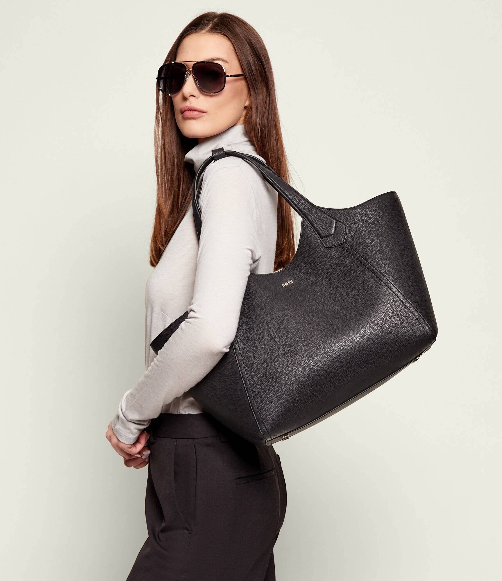 BOSS BLACK De piele geantă shopper Lenah
