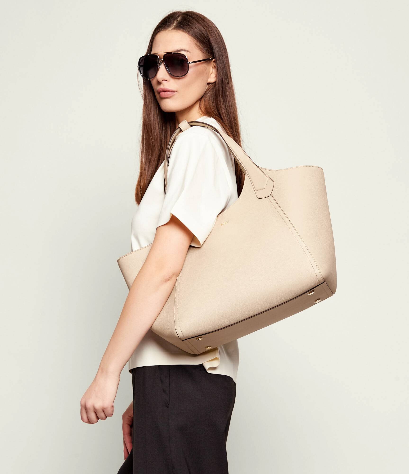 BOSS BLACK De piele geantă shopper Lenah