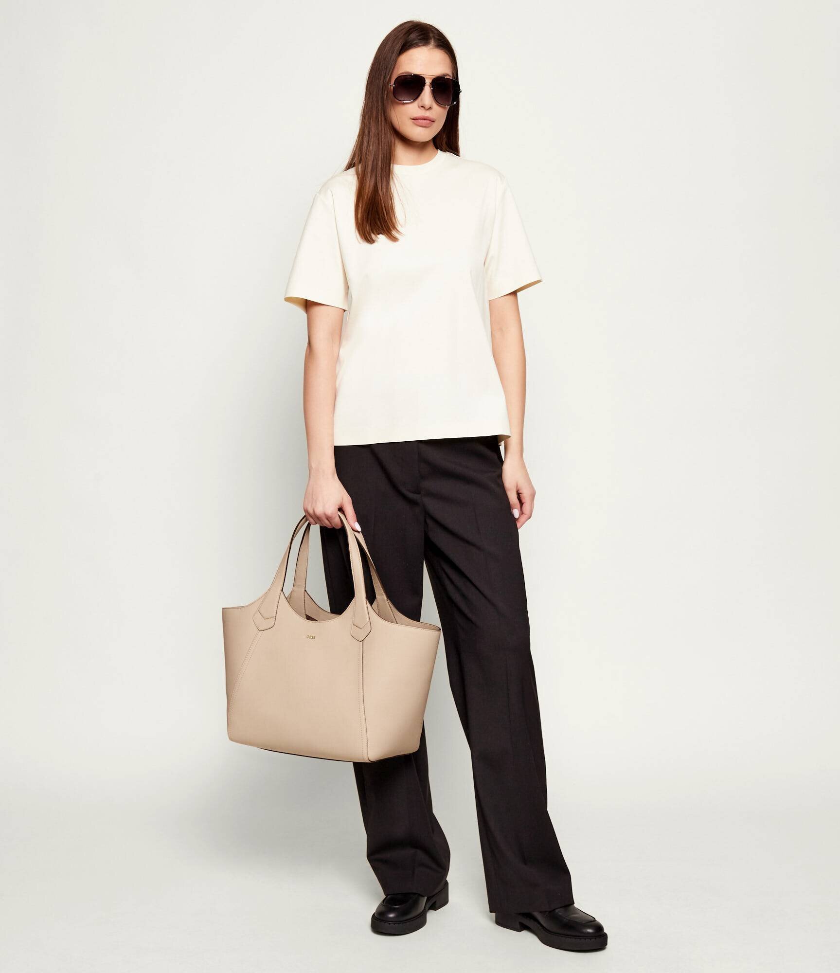BOSS BLACK De piele geantă shopper Lenah