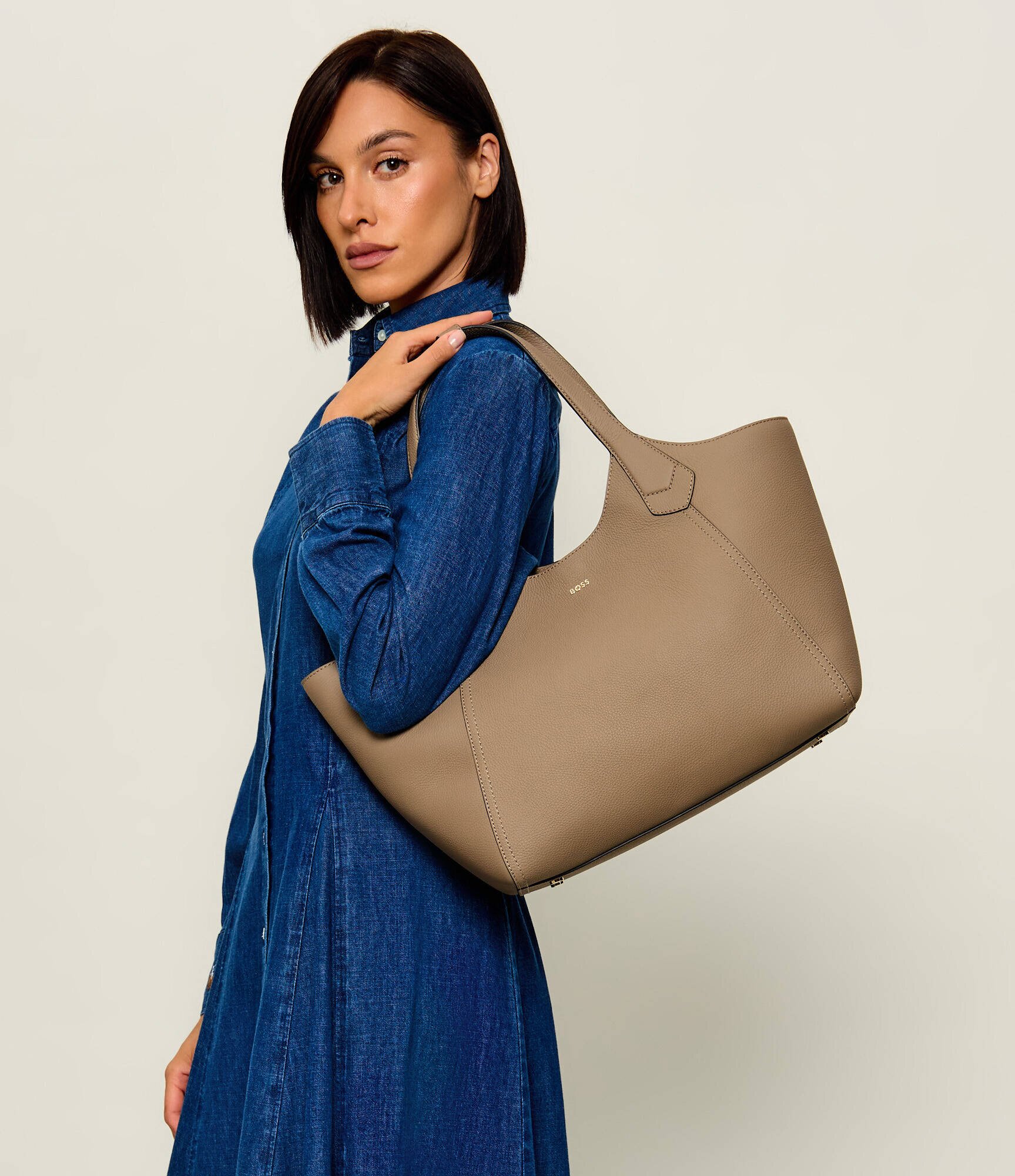 BOSS BLACK De piele geantă shopper Lenah