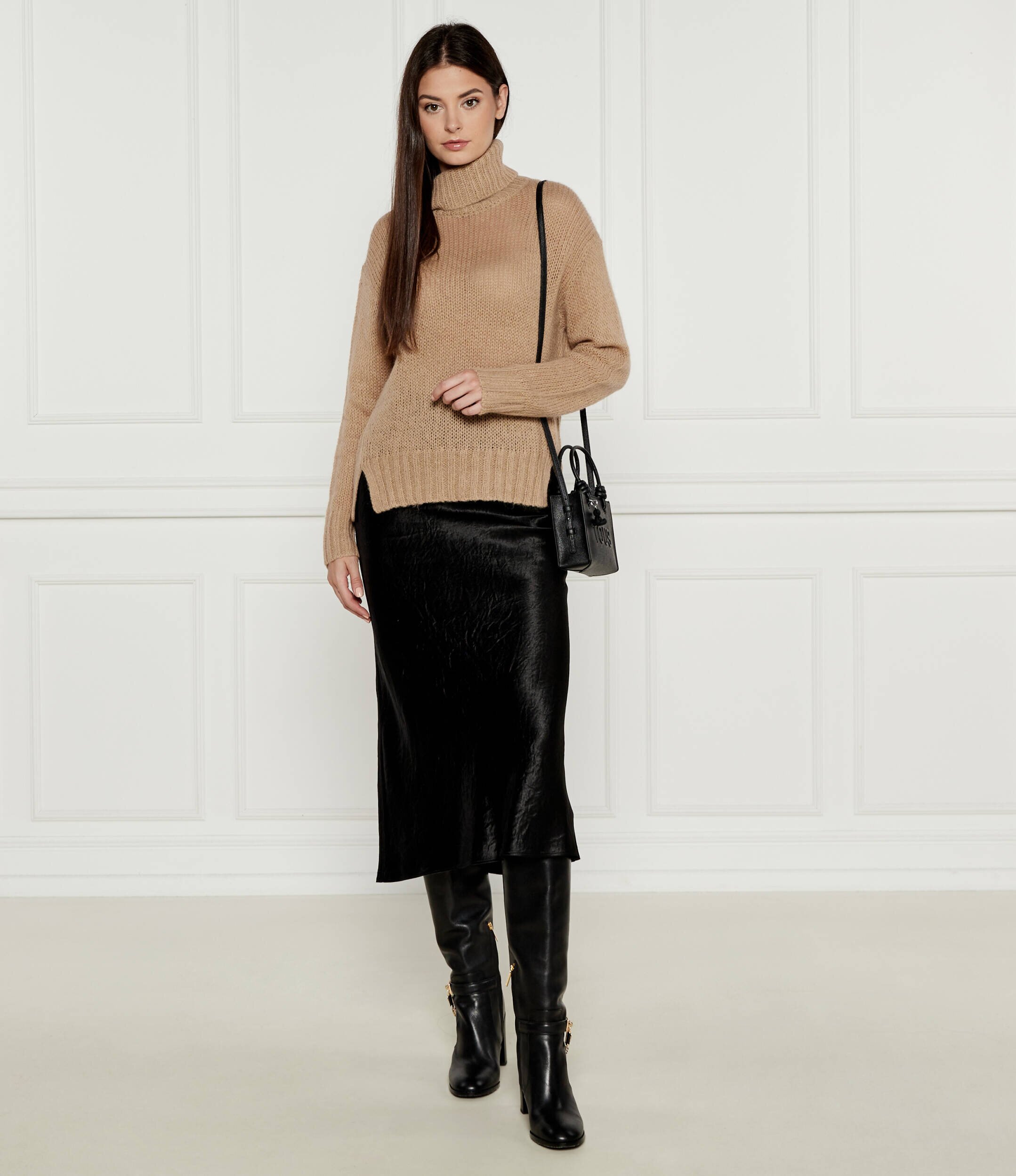 BOSS BLACK De satin fustă